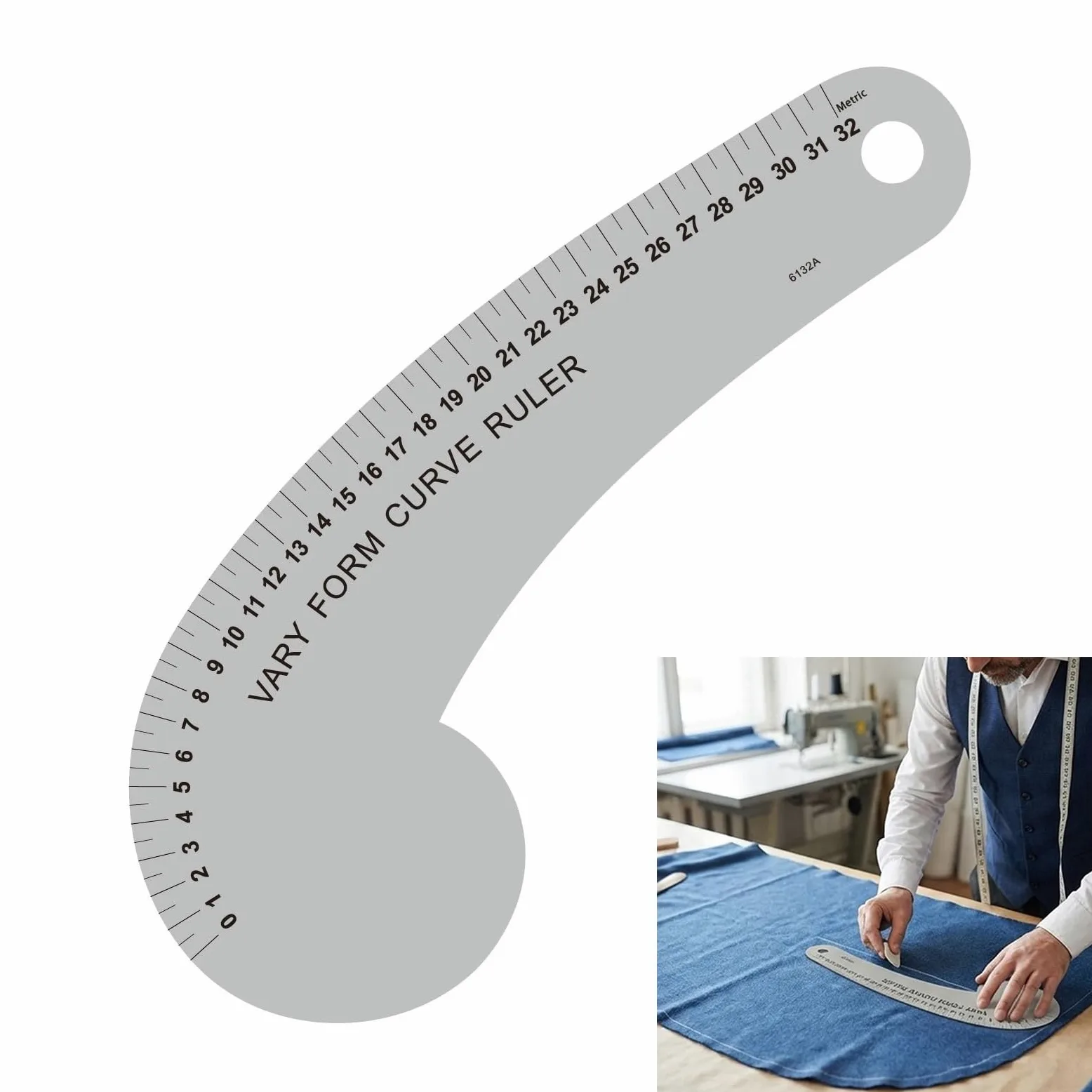 Strumento misurazione ' Abbigliamento Antiscivolo con marcatura Chiara per Un Facile Layout del Tessuto Righello per Modelli Abbigliamento in Metallo