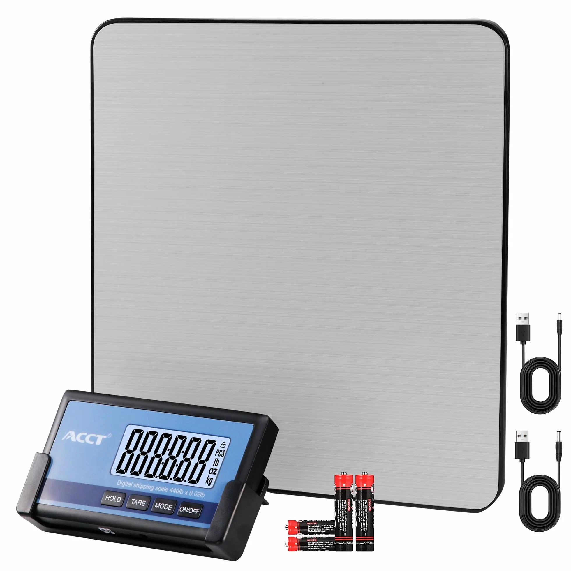 Bilancia da lettera, 440 lb/0,35 oz ad alta precisione, bilancia postale, display LCD senza fili, funzione Hold/Tara, bilancia leggera per pacchetti/bagagli/animali, batteria inclusa