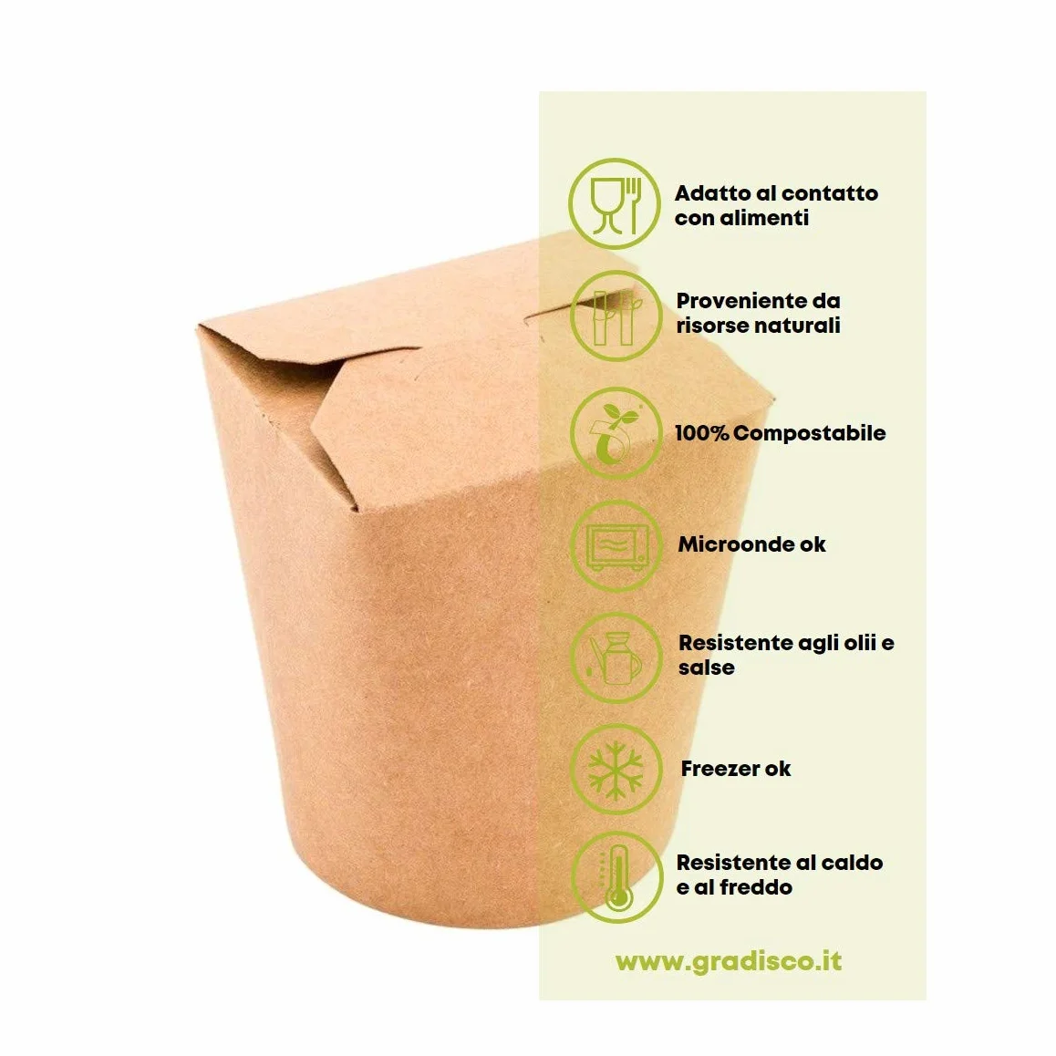 Bio Noodle Box Scatole da Asporto 1000 ml Kraft Cartone Coperchio Pieghevole 50 Pezzi