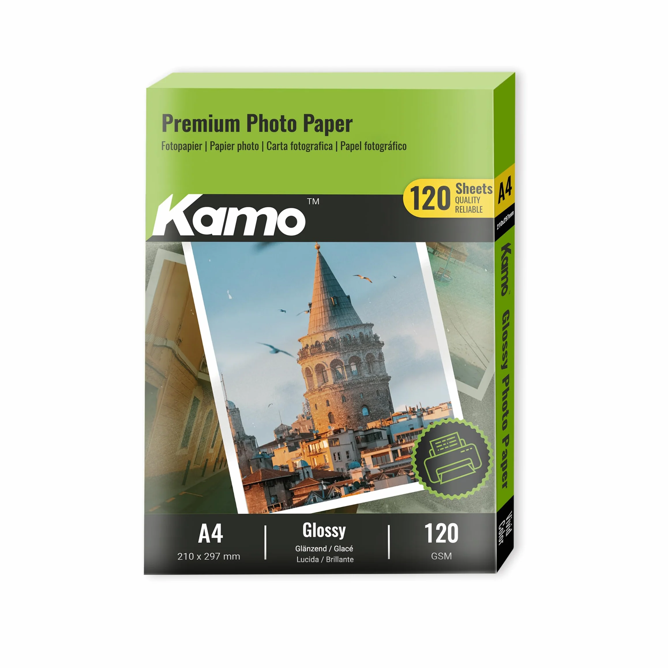Kamo Carta fotografica lucida A4 120 g/m² 120 fogli per foto poster fai da te stampanti a getto d'inchiostro