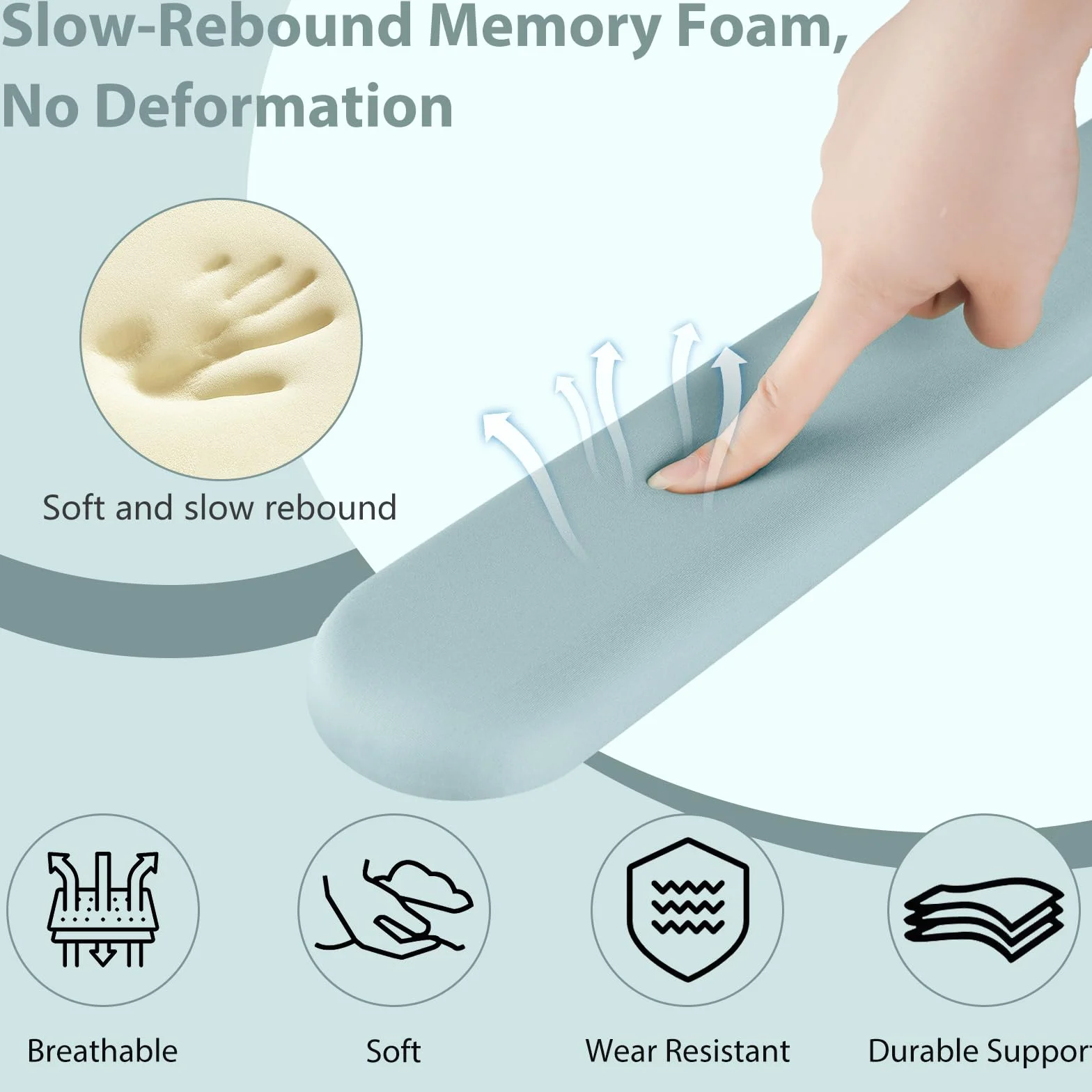 Sushret Tappetino Mouse e Poggiapolsi per Tastiera, Set Ergonomico 3-in-1 in Gel Memory Foam con Supporto per Braccio, Accessori da Scrivania per Computer, Gaming e Ufficio