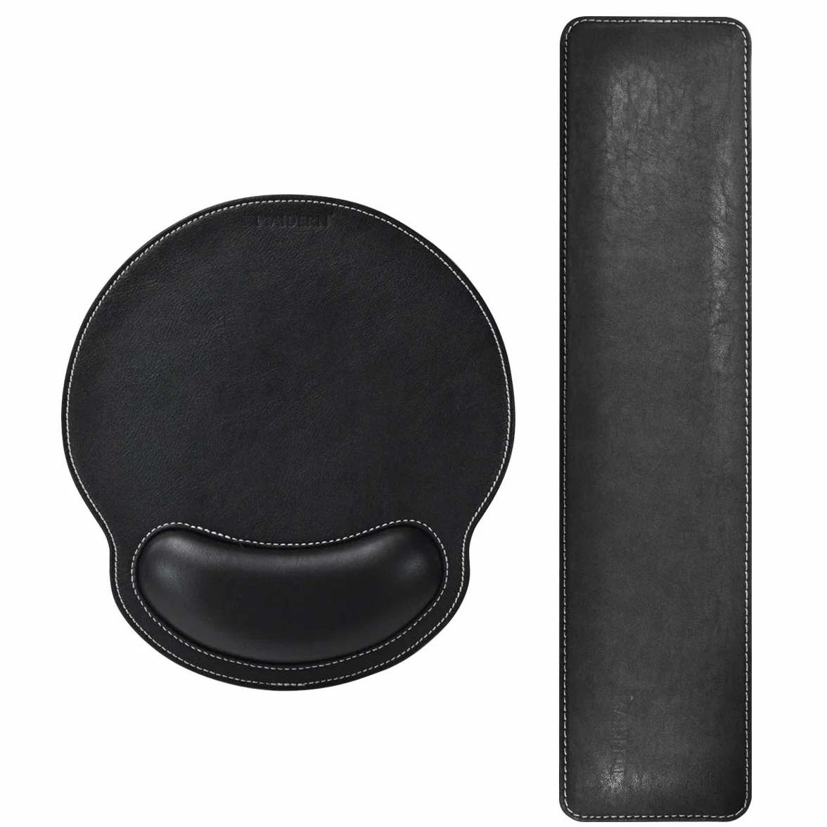MAIDERN Poggiapolsi per tastiera in pelle PU con supporto per polso, tappetino per mouse memory foam - nero