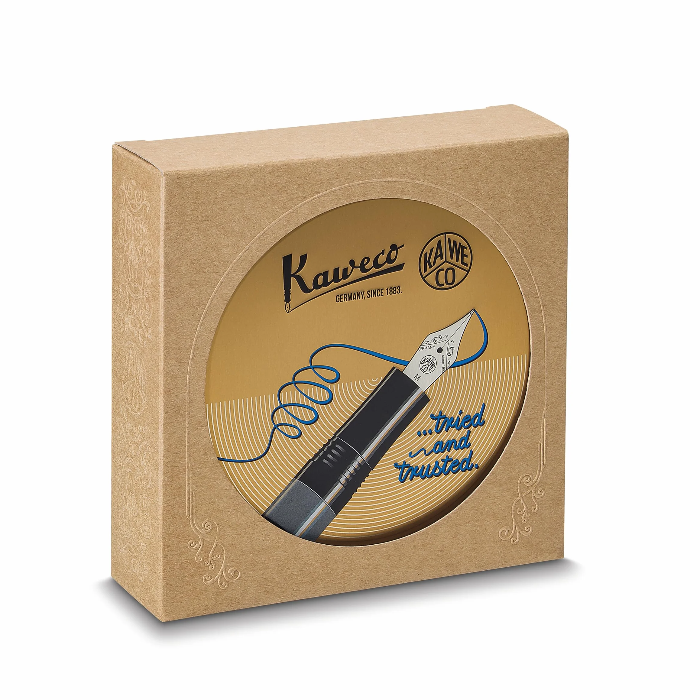Kaweco PISTON SPORT AL Black/Gold Solo I Classica Penna stilografica in alluminio per caricare inchiostro con finestra trasparente in scatola retrò 13 cm, larghezza penna: M (medio)