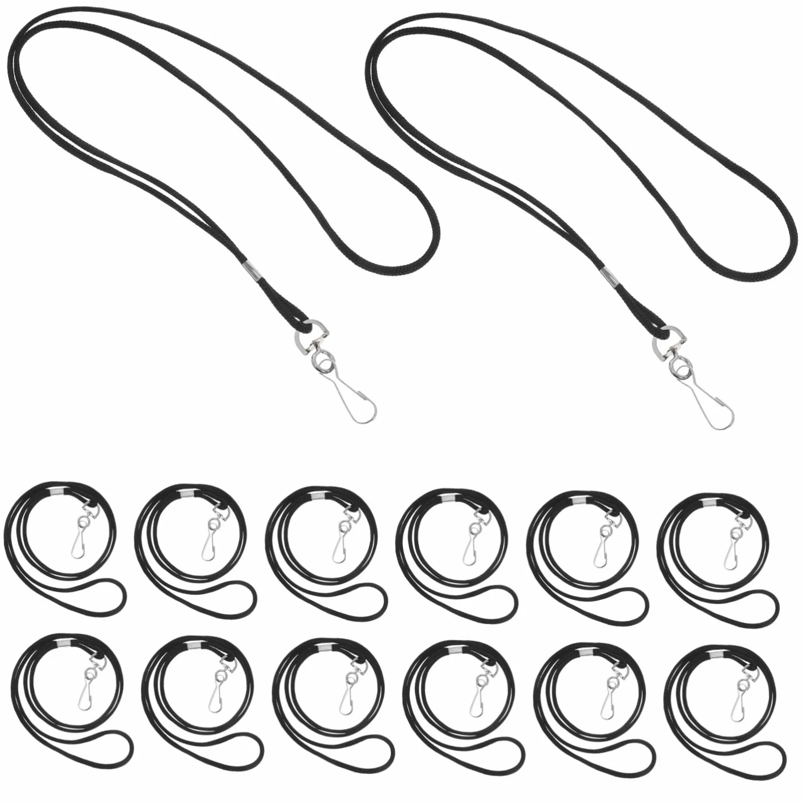 100pezzi Cordino Porta Badge Nero Clip in Metallo Laccetto Porta Badge da Collo per Tessere Identificative per Lavoro Ufficio e Scuola