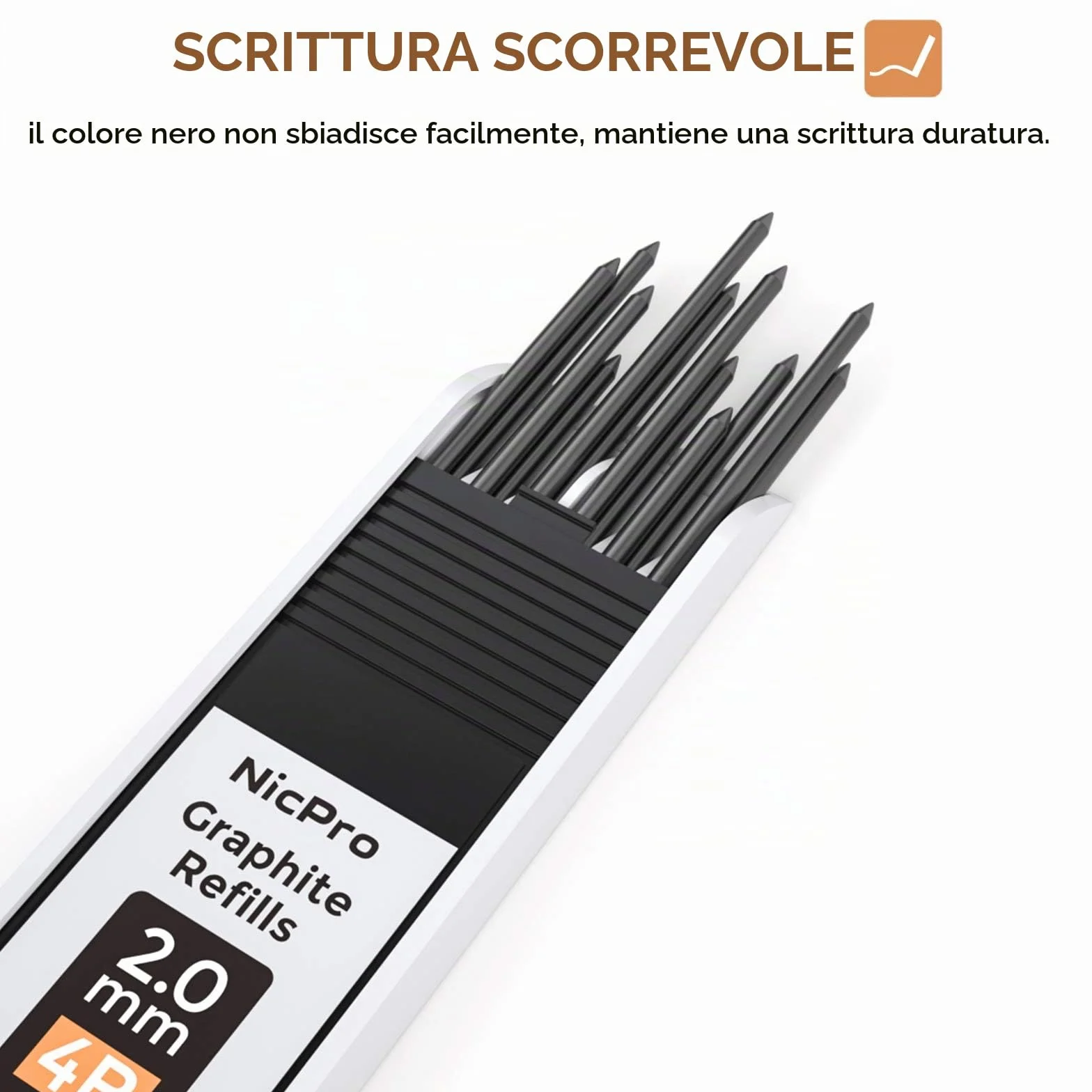 Nicpro 1 Pezzo Matita Meccanica 2mm Portamine Falegname Set con 5 Mine Grafite HB 2H 4H 2B 4B Nero