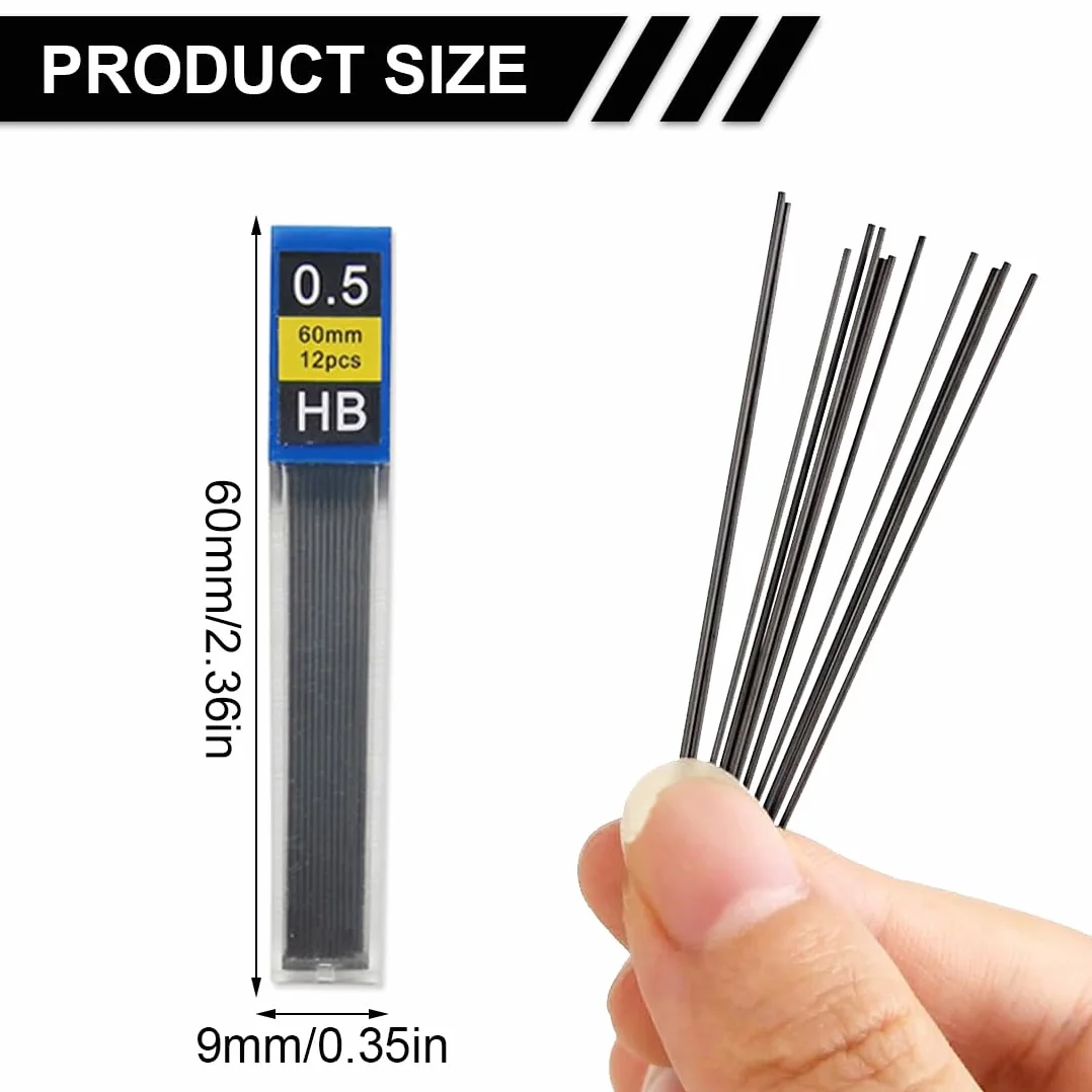 Mine HB 0.5 mm Infrangibili per Portamine, 120 Pezzi, Nero e Bianco