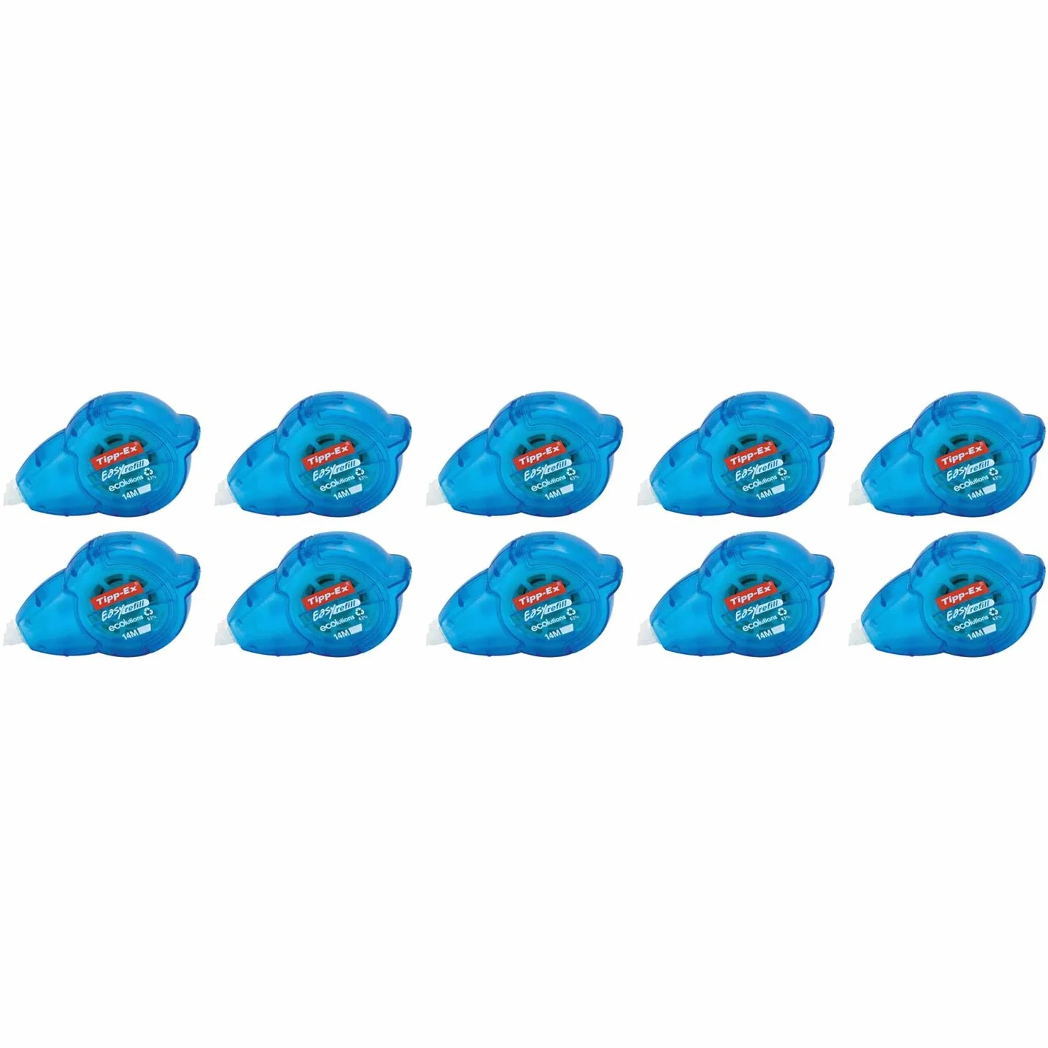 TIPP-EX - Nastro correttore Easy Refill, 5 mm x 14 m, confezione da 10, colore: Blu trasparente