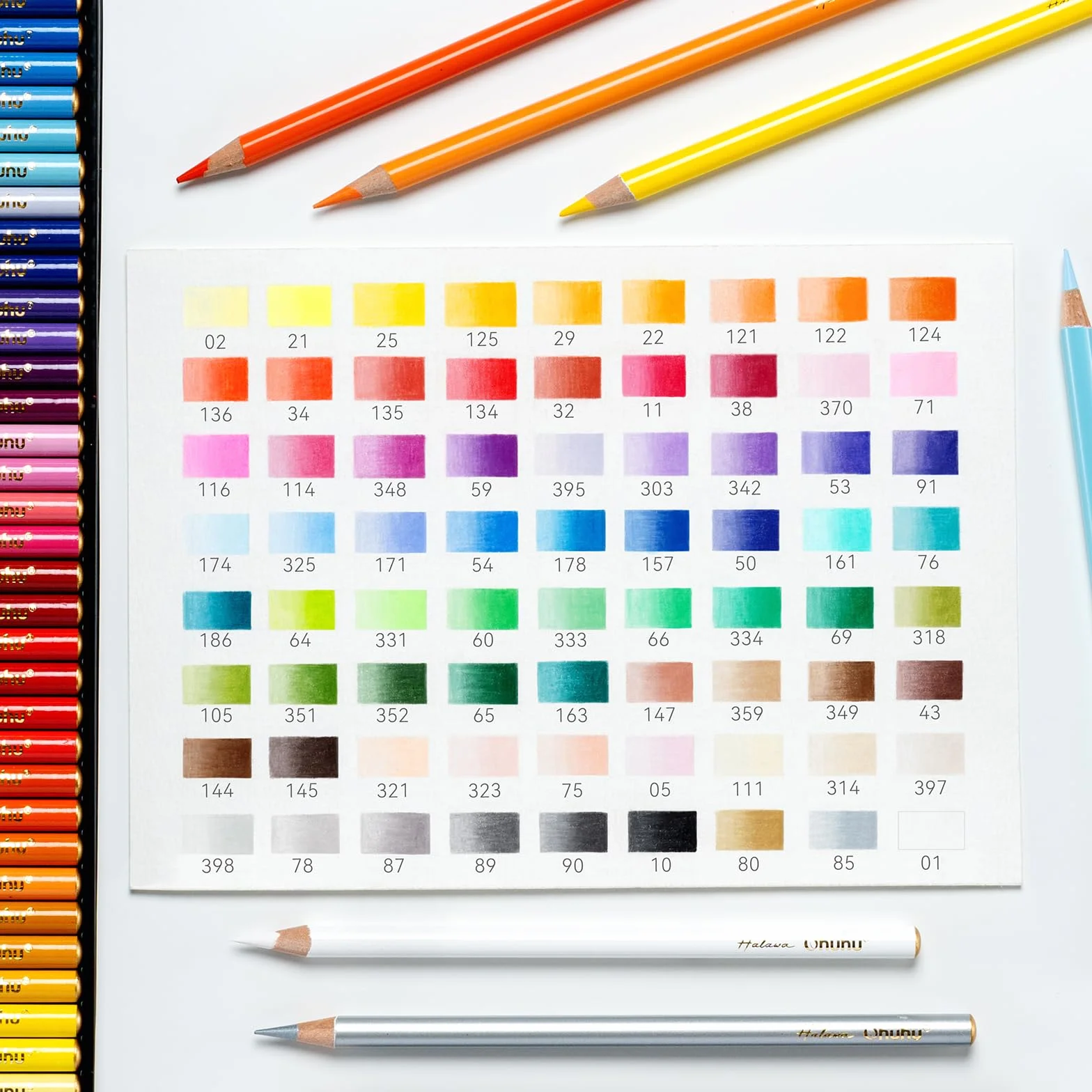 Ohuhu Matite colorate, 72 colori a matita sfumabili ad alta pigmentazione con anima morbida e spessa da 4 mm a base di olio per artisti professionisti che disegnano e fanno schizzi - Halawa Series