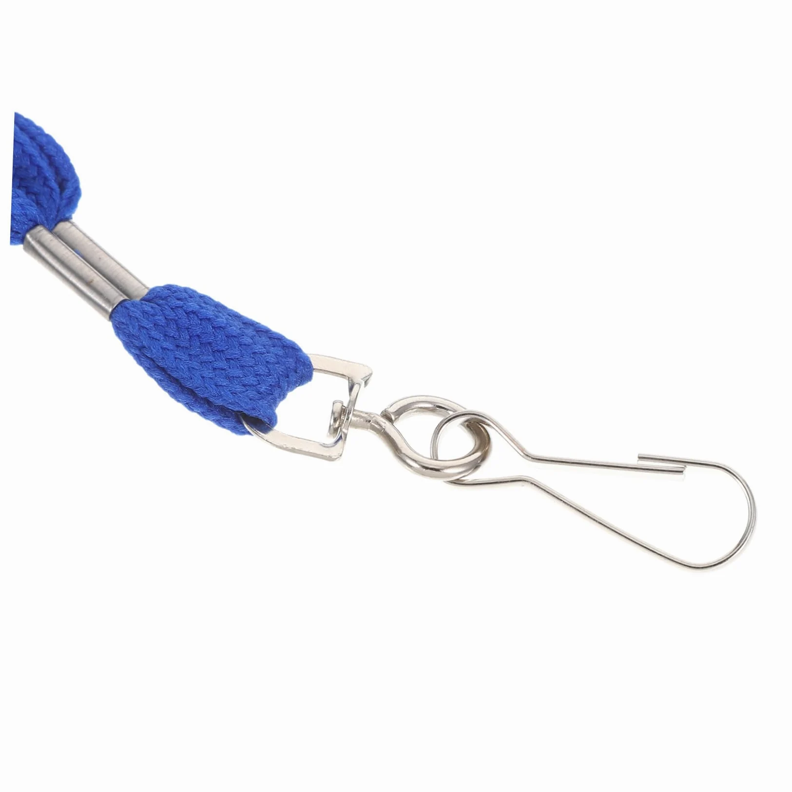 WOONEKY 100 pezzi Cordini Porta Badge Collo Piatto Blu con Gancio per Id Card e Badge da Lavoro Scuola Ufficio Cordicella Intrecciata per Dipendenti e Studenti
