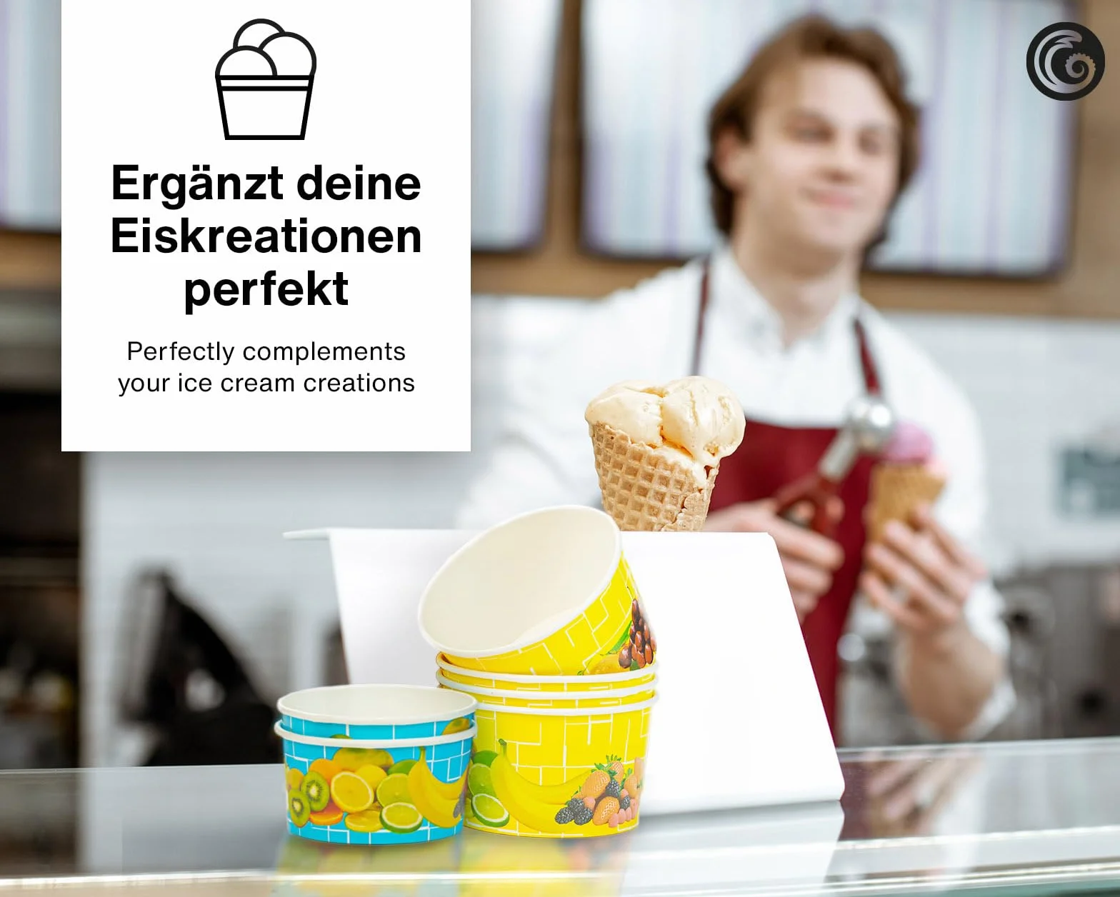 Coppe gelato di carta 160 ml, coppe frutta 200 pezzi