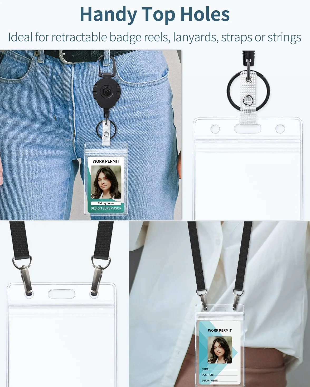Uniclife Porta Badge per Carta d'Identità Verticale Impermeabile Custodia Trasparente Protettiva per Patente, Confezione da 6