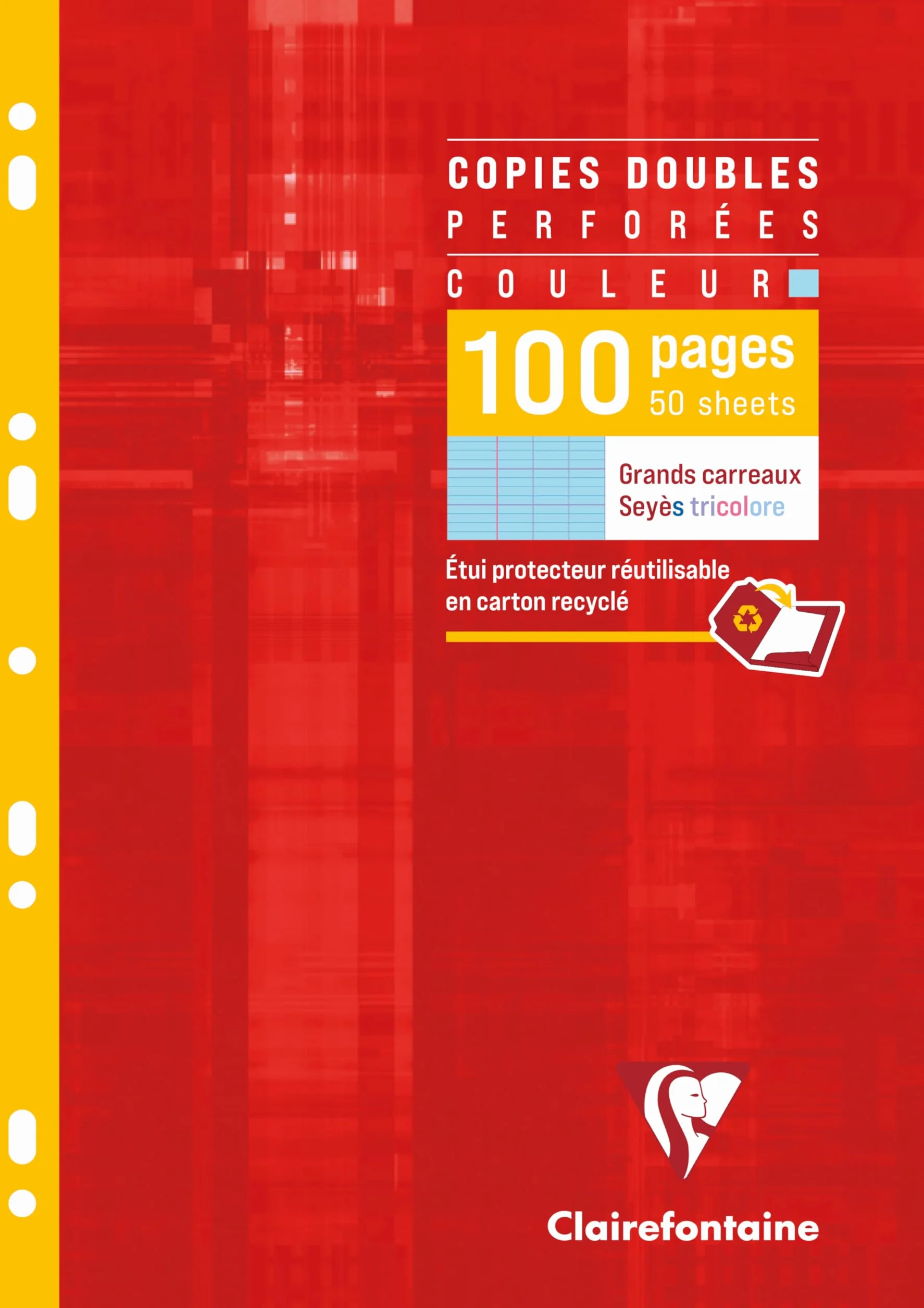 Clairefontaine 4741C Cartellina perforata A4 21 x 29,7 cm 100 pagine a righe carta 90 g custodia riutilizzabile