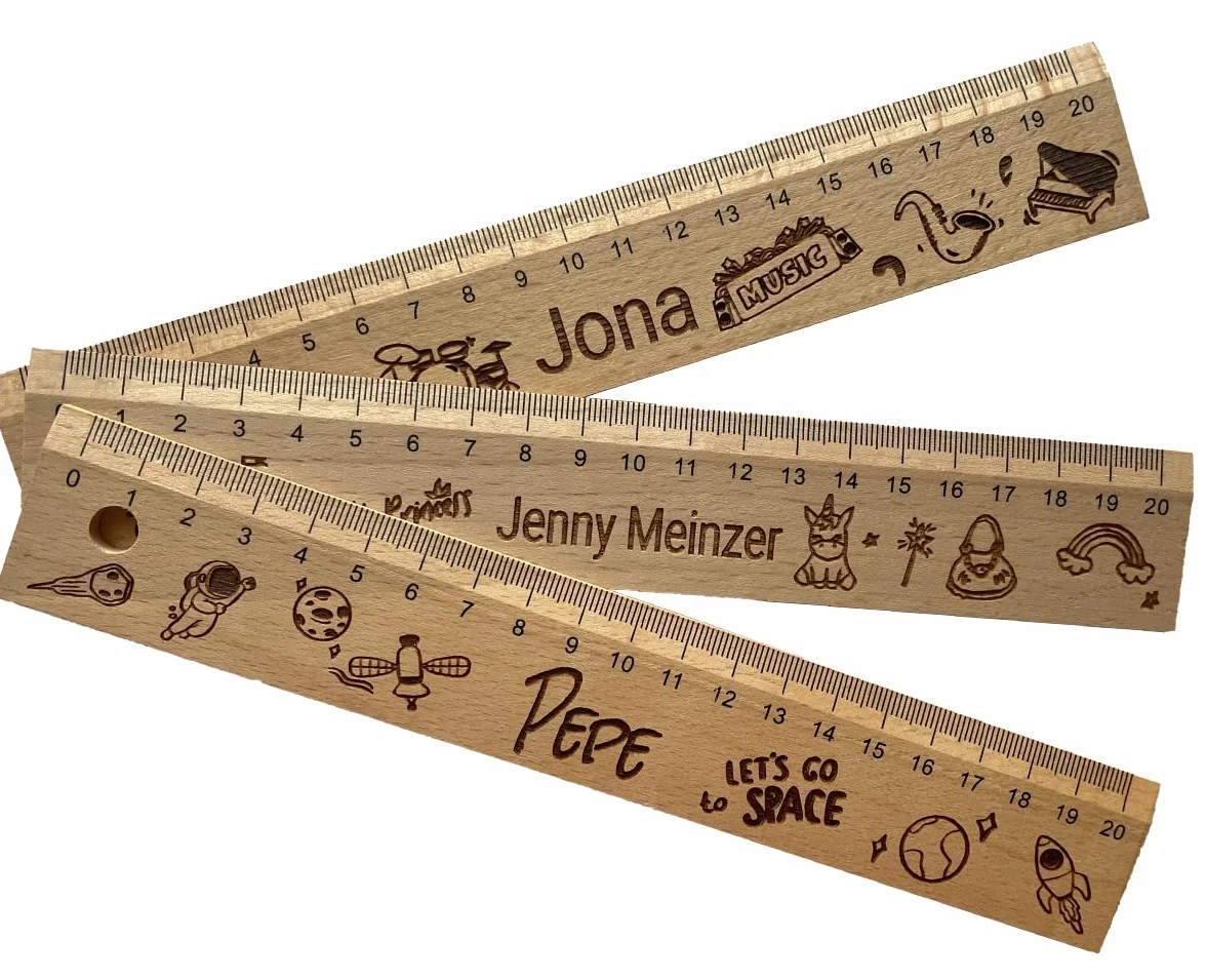 Personalizzato righello in legno 20 cm per bambini inizio scuola 2024