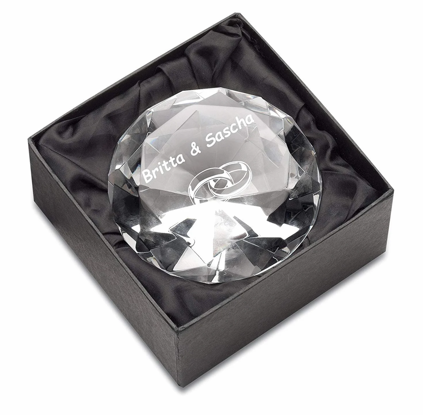 Vetro Diamante Krsitall Diamante Incl. Incisione Decorazione Fermacarte Inciso Regalo Nuovo Personalizzato