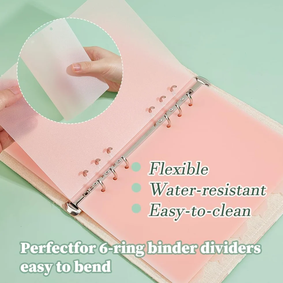 SUPERFINDINGS 12 fogli A5 divisori per Raccoglitori Ad Anelli In Plastica Color Salmone Chiaro con 6 linguette A Forma di Delfino, Pagine Indice Ad Anello per Planner, Quaderno, Diario, 21x15.9cm