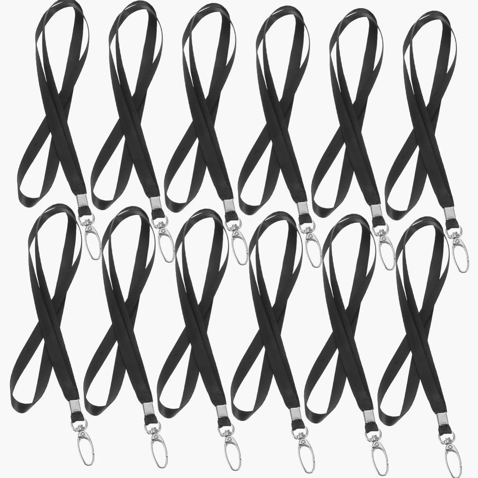 50pezzi Cordino per Badge Identificativi Nero Cordino da Collo con Clip per Porta Badge per Amministrazione e Ufficio Robusto e Leggero
