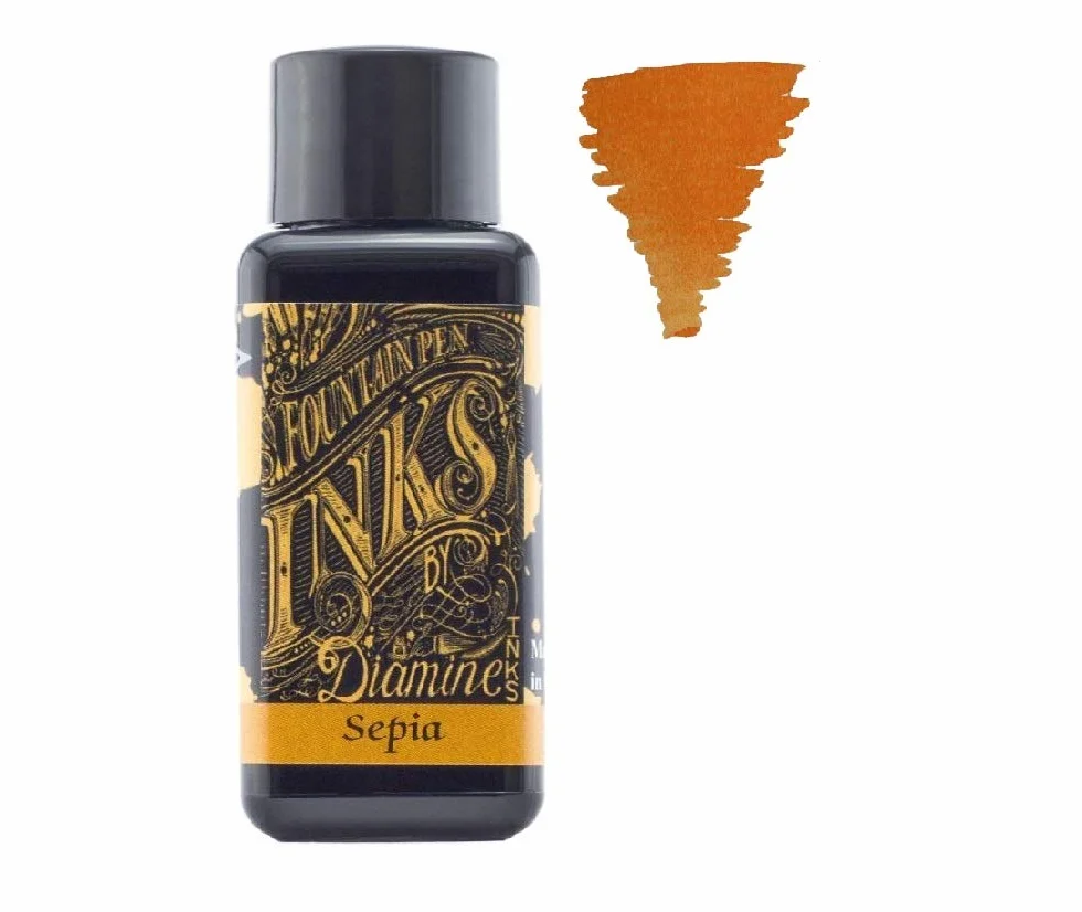 Diamine Inchiostro per penna stilografica, 30 ml, colore base, 6 x bottiglie – Sepia, Green Black, Earl Grey, Ancient Copper, Twilight, Jet Black