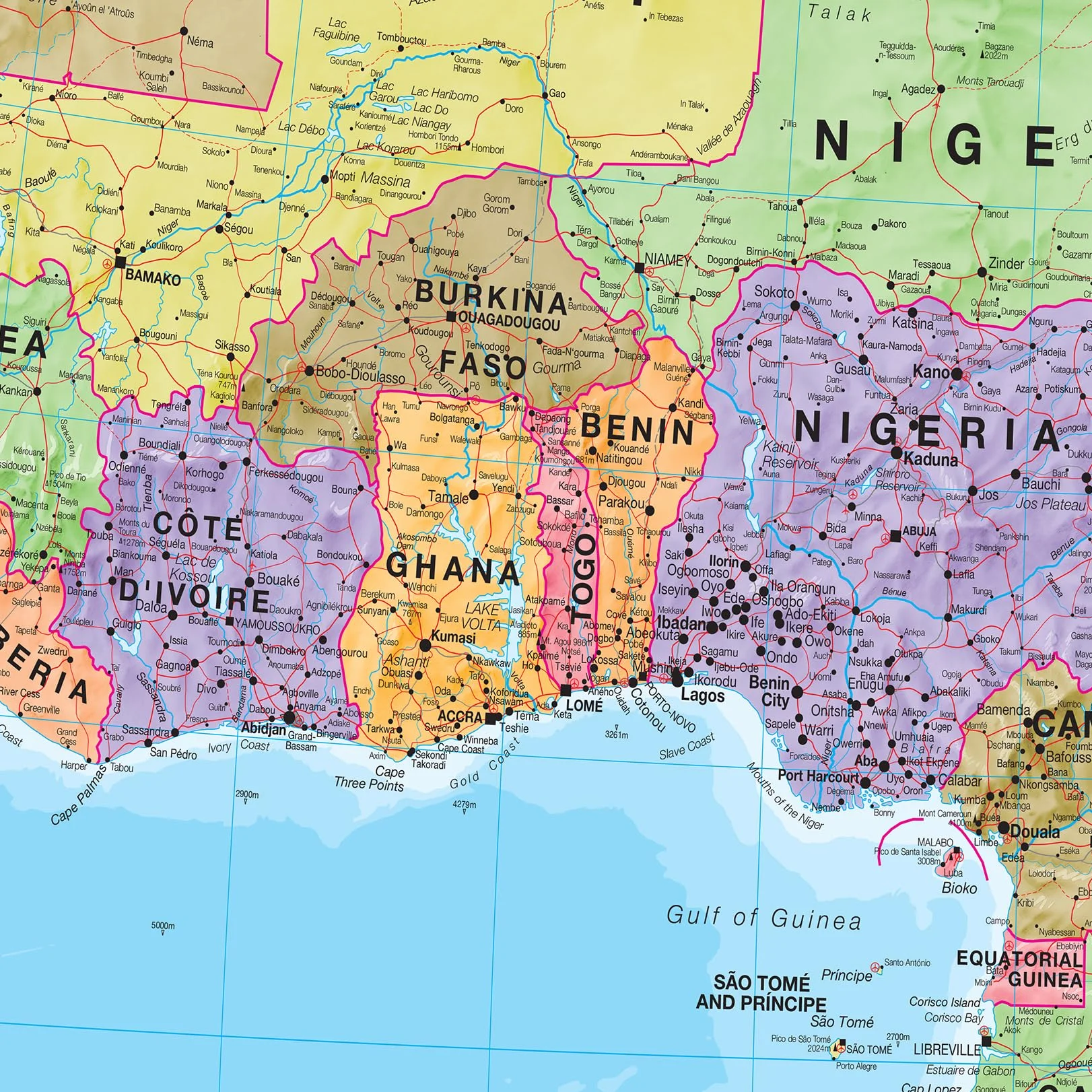 Grande mappa politica dell'Africa da parete, laminata, 91,44 cm x 122 cm