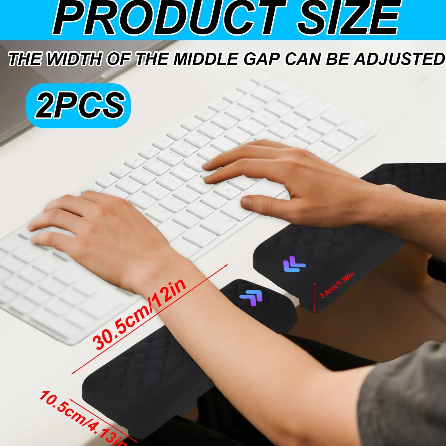 2 Pz Gomitiere a Forma di L per Scrivania, Memory Foam Poggiapolsi e Gomiti a Forma di L per Scrivania Ufficio Casa Supporto Comodo Polso