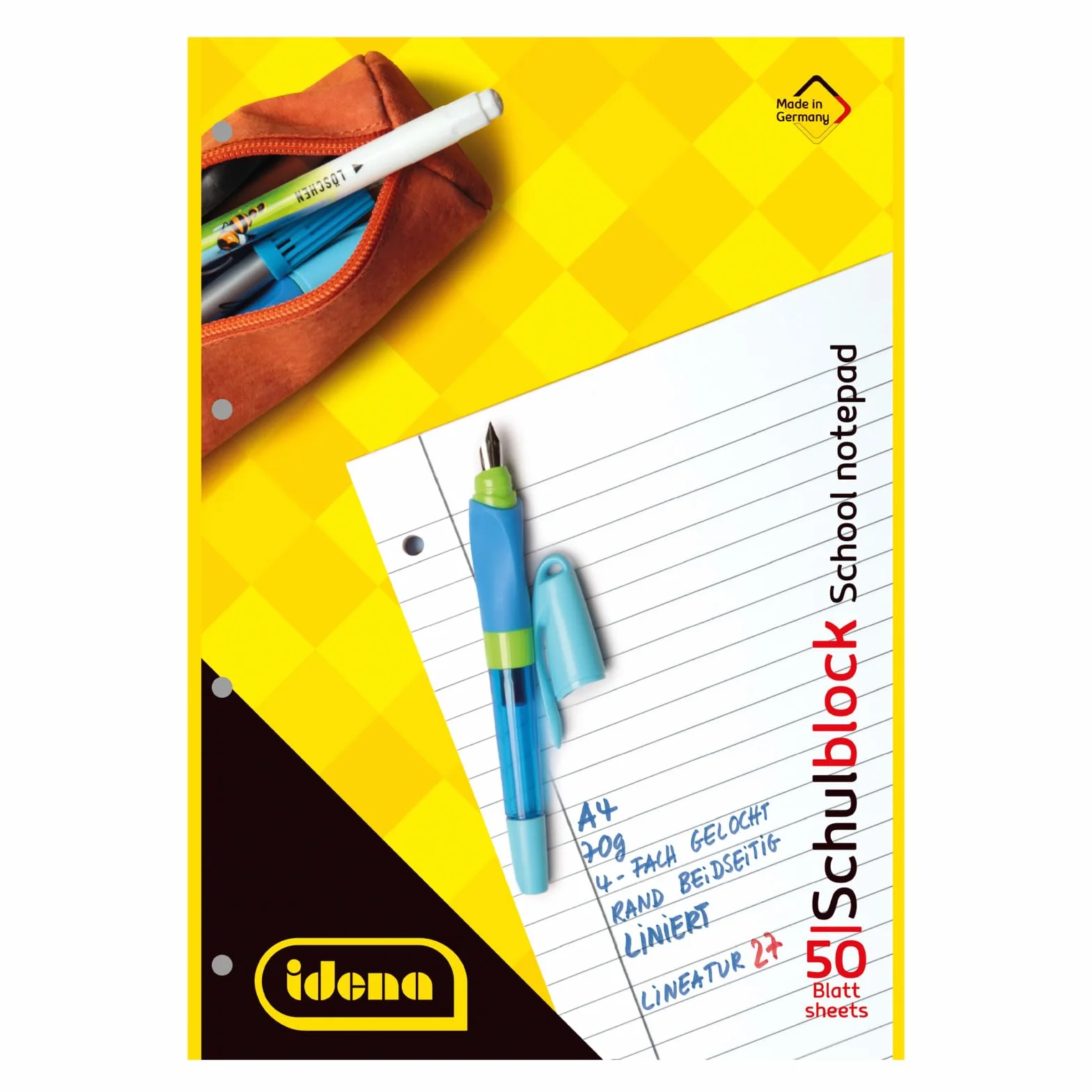 Idena Blocco note scuola DIN A4 50 fogli 70 g/m² rigati perforati