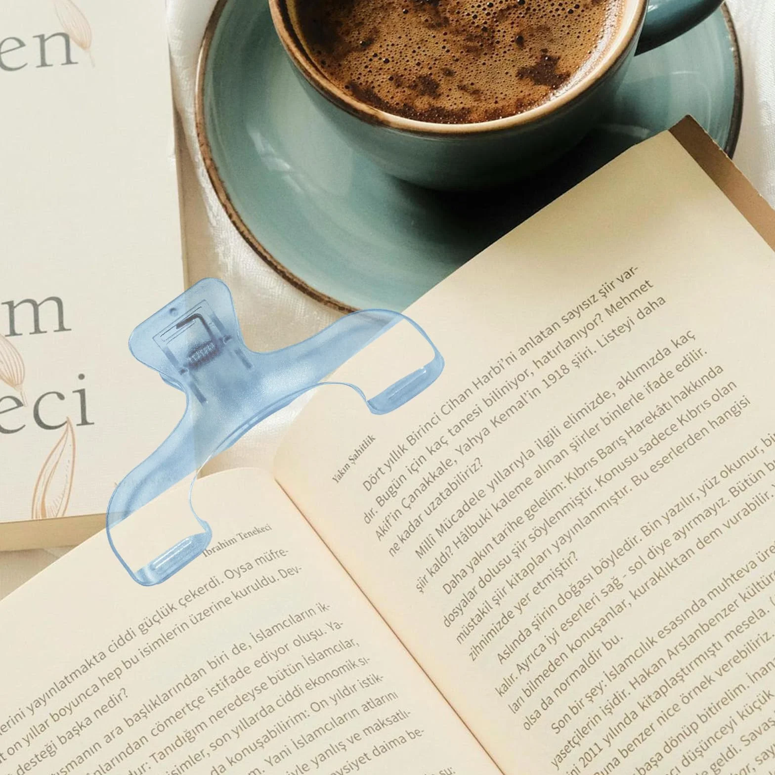 Clip per libri resistenti trasparenti blu multifunzionali porta pagine 2 pezzi