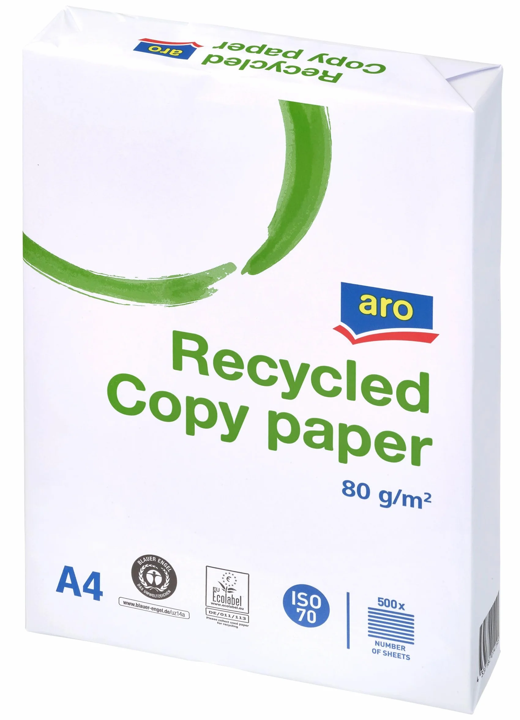 aro Carta riciclata per fotocopiatrice A4, 2500 fogli (5x500), spessore: 80 g/m², multiuso, per stampante laser/inchiostro, attività commerciali, ufficio (Carta riciclata - grigia)