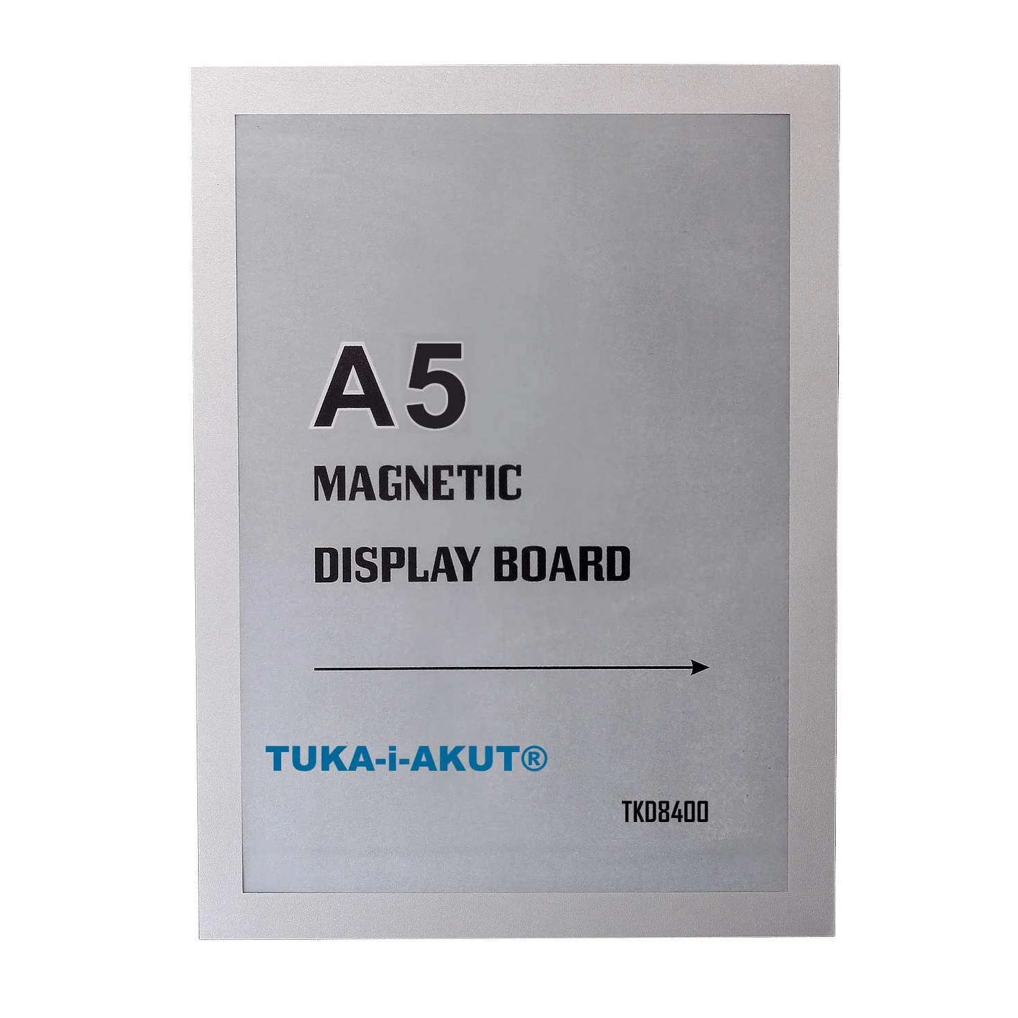 TUKA-i-AKUT 10x A5 Cornice Magnetica per Espositore, Autoadesiva Cornice per Display su Superfici Lisce Solide, Buste per Documenti Poster Cartelli Avvisi, Confezione da 10, Argento TKD8400-A5-10x