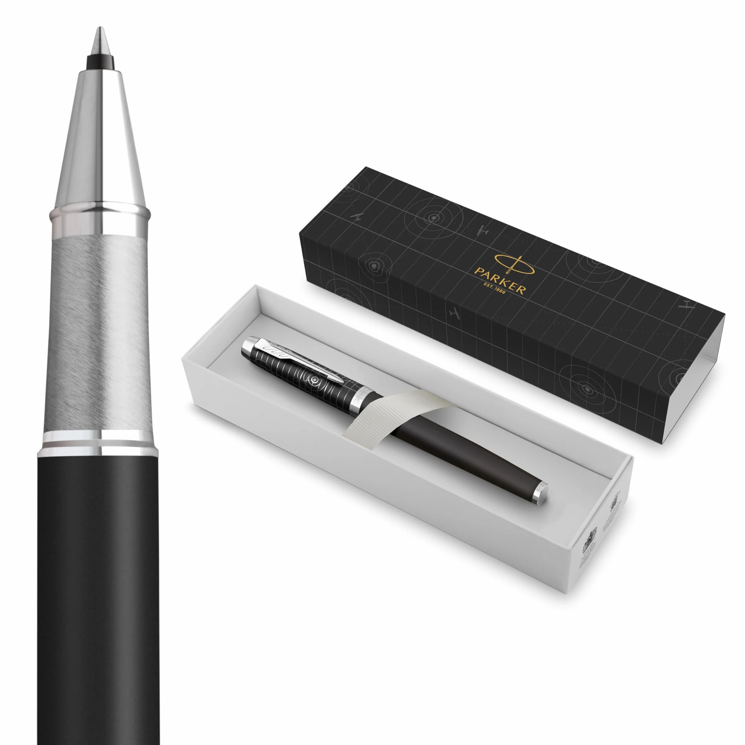 Parker IM Premium Penna Rollerball | Collezione Legacy of Flight | Rifiniture Cromate | Punta Fine | Inchiostro Nero | Confezione Regalo