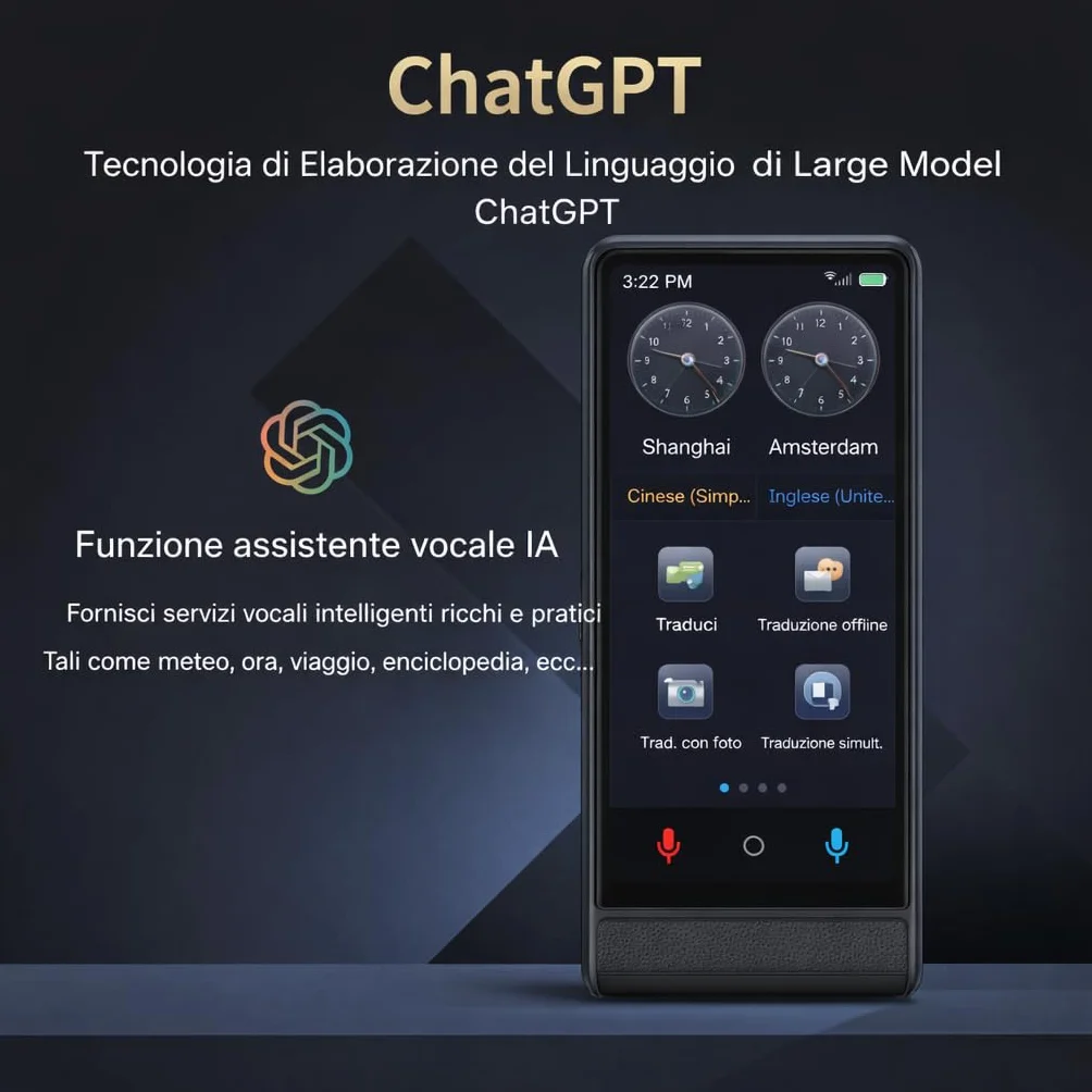 California PRO 2026, Traduttore Vocale Istantaneo Senza WiFi, Schermo Touch 4 Pollici, Alluminio Premium, 142 Lingue Online 22 Offline, Traduttore Portatile con IA