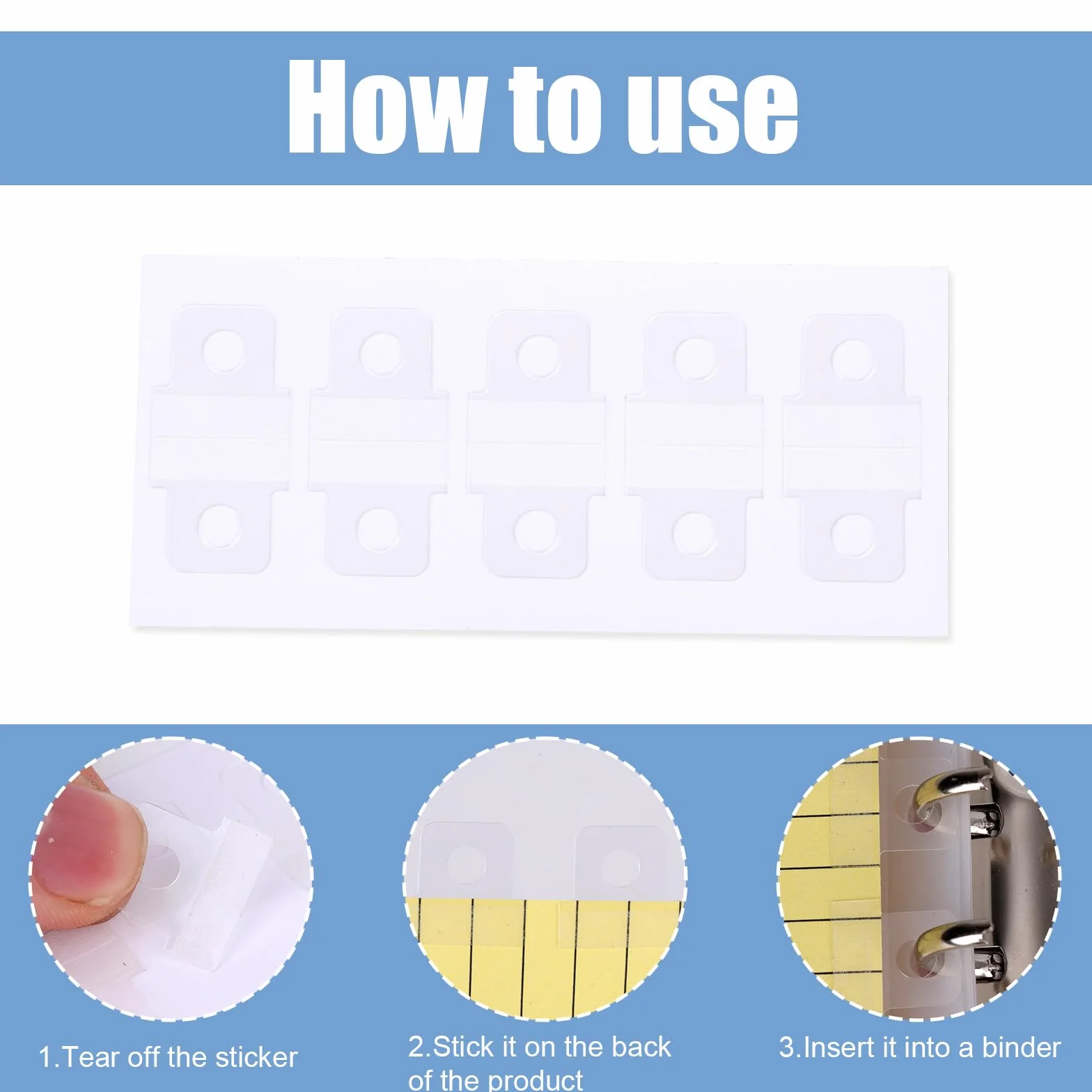 Tinoaly 300pz Adesivi per Raccoglitori ad Anelli, Linguette Autoadesive Trasparenti con Foro Rotondo per Scrapbooking Album