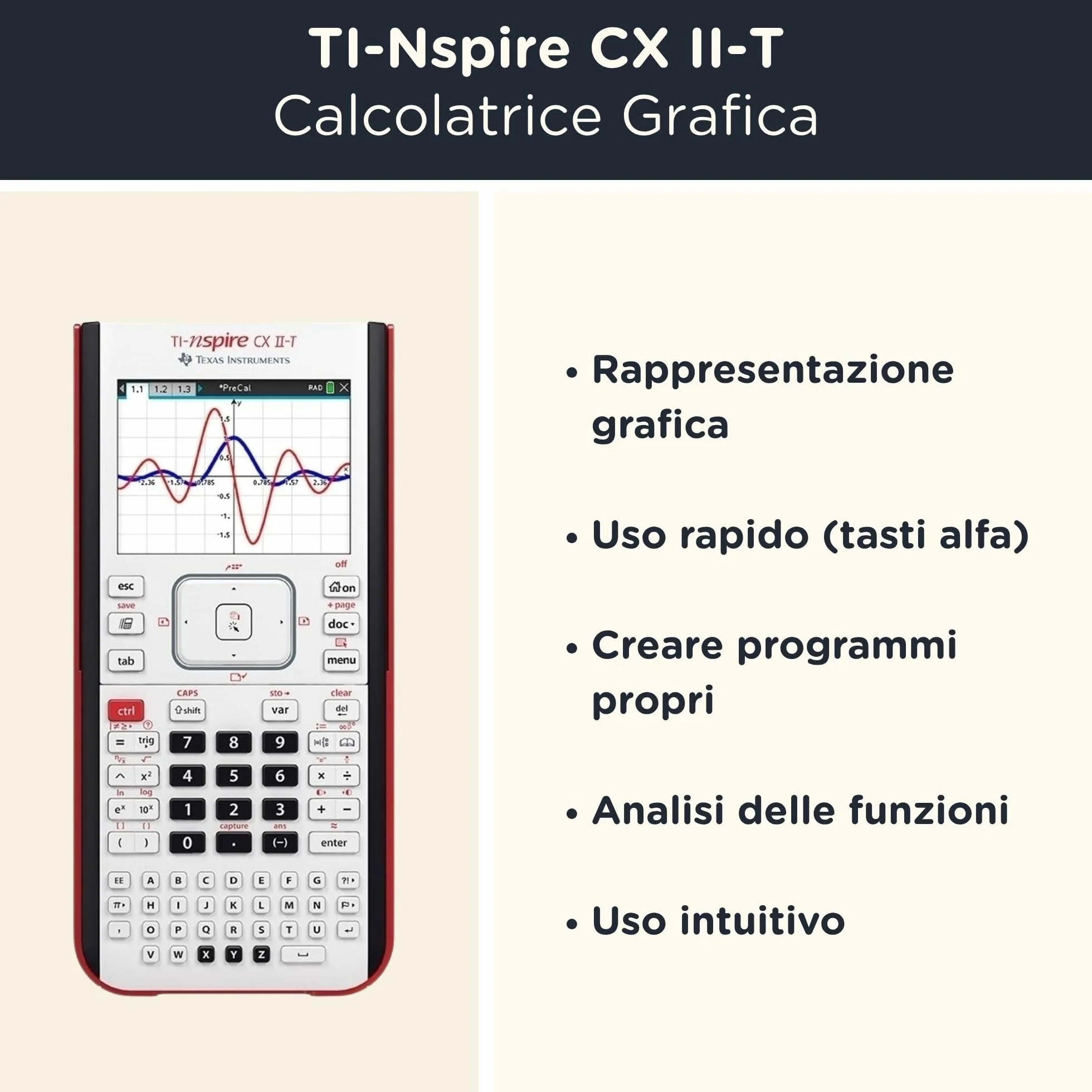 CALCUSO Pacchetto Base turchese con Calcolatrice TI Nspire CX II-T