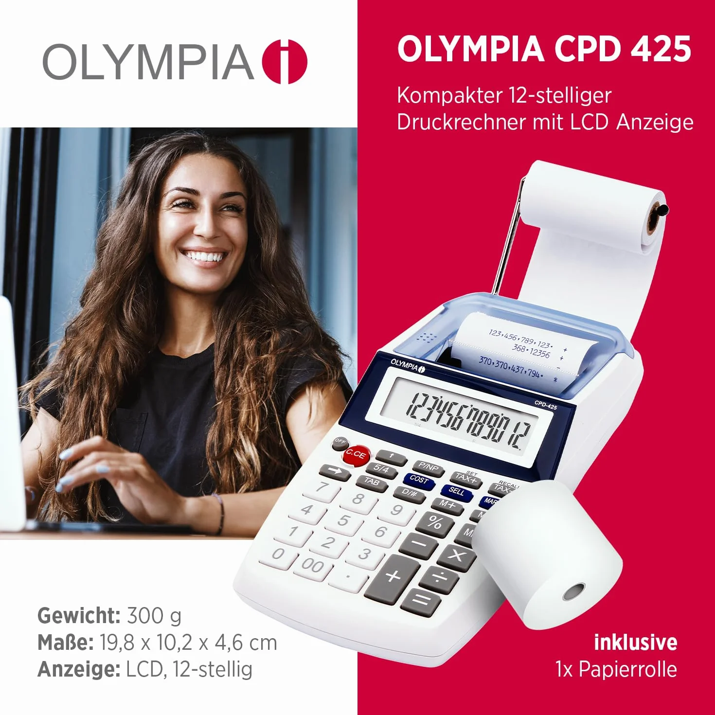 Olympia 942915039 Calcolatrice da Tavolo, bianco