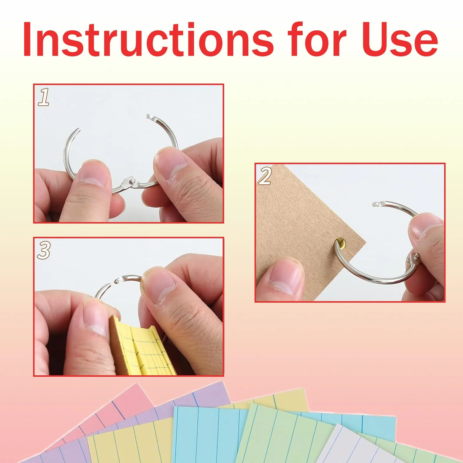 Flashcards A8 Cartoncini Colorati A Righe Con Penna 1000 Pezzi 10 Colori Per Apprendimento