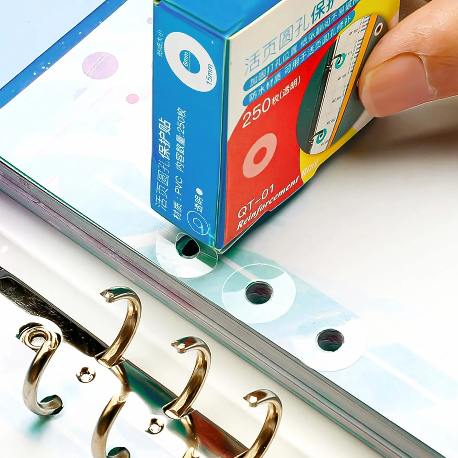 Salvabuchi Etichette Autoadesive 1000 PCS Impermeabile Rinforzo Fori Anelli per Libri a Fogli Mobili Trasparente