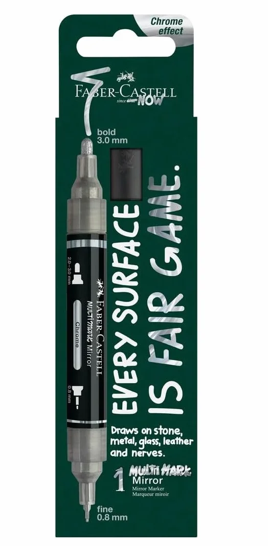 Faber-Castell Multimark Mirror Pennarelli Cromati Doppia Punta 0,8 mm 3,0 mm Effetto Specchio Lucido
