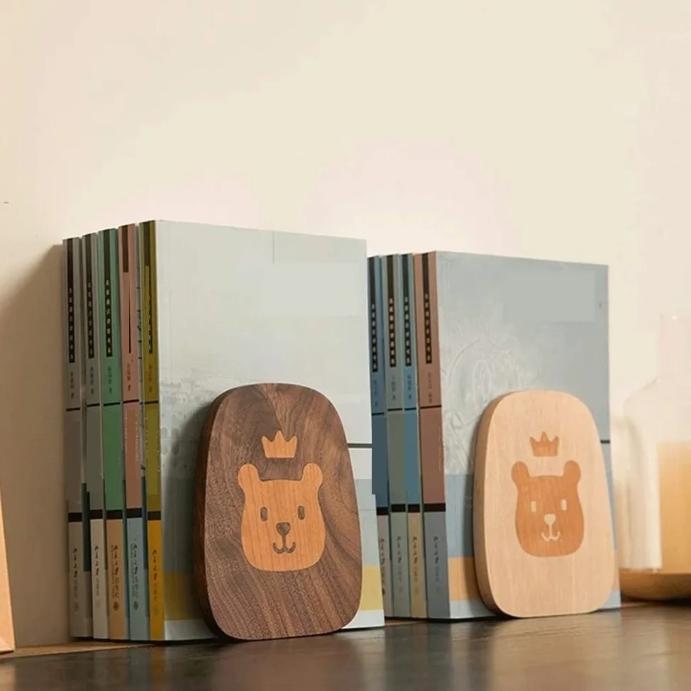Reggi Libri, Fermalibri Fermalibri In Legno Per Scaffali, Antiscivolo Per Decorativo Per Cucina Domestica Ufficio Casa Scrivania(A)