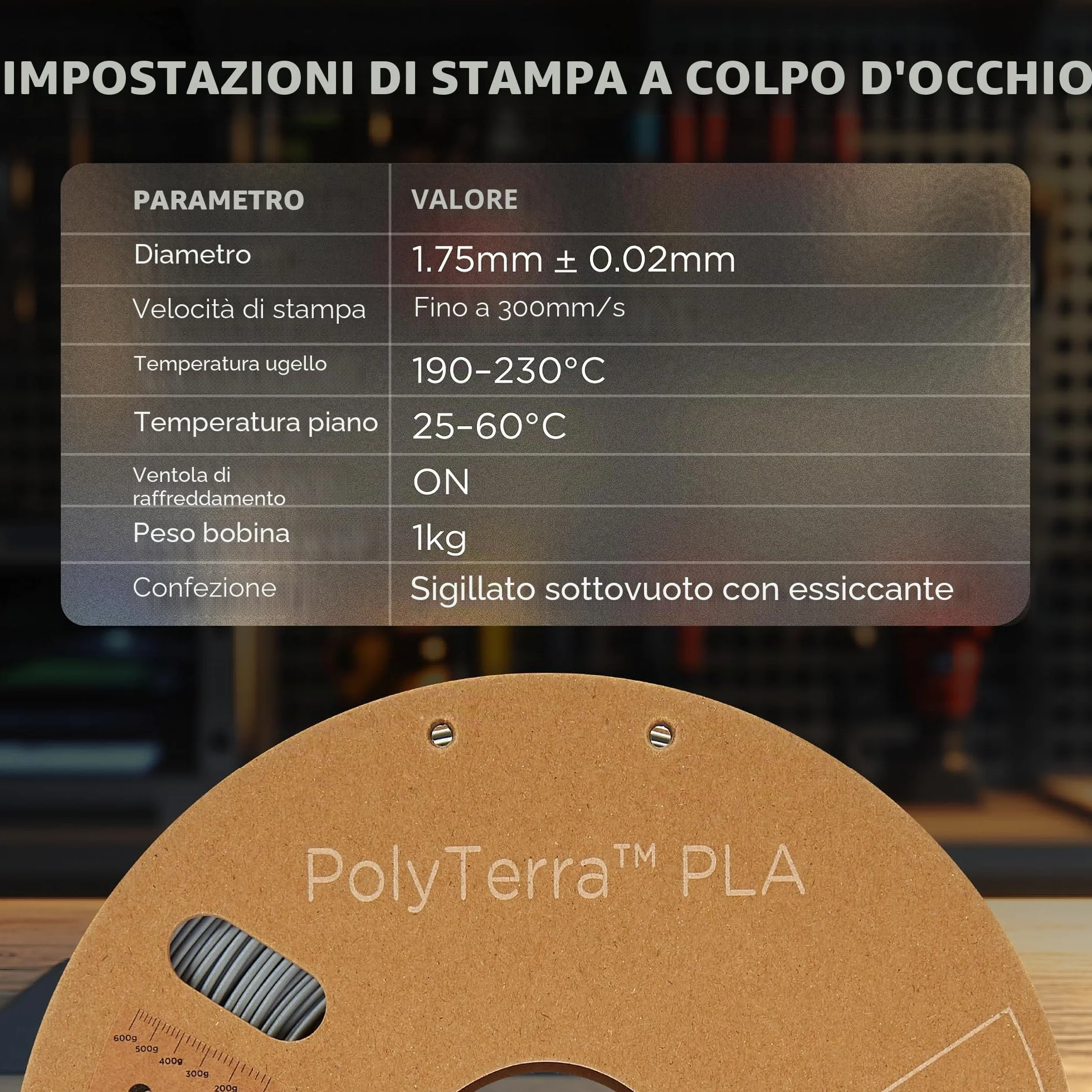 Polymaker PolyTerra PLA Fossil Grey 1.75mm 1kg