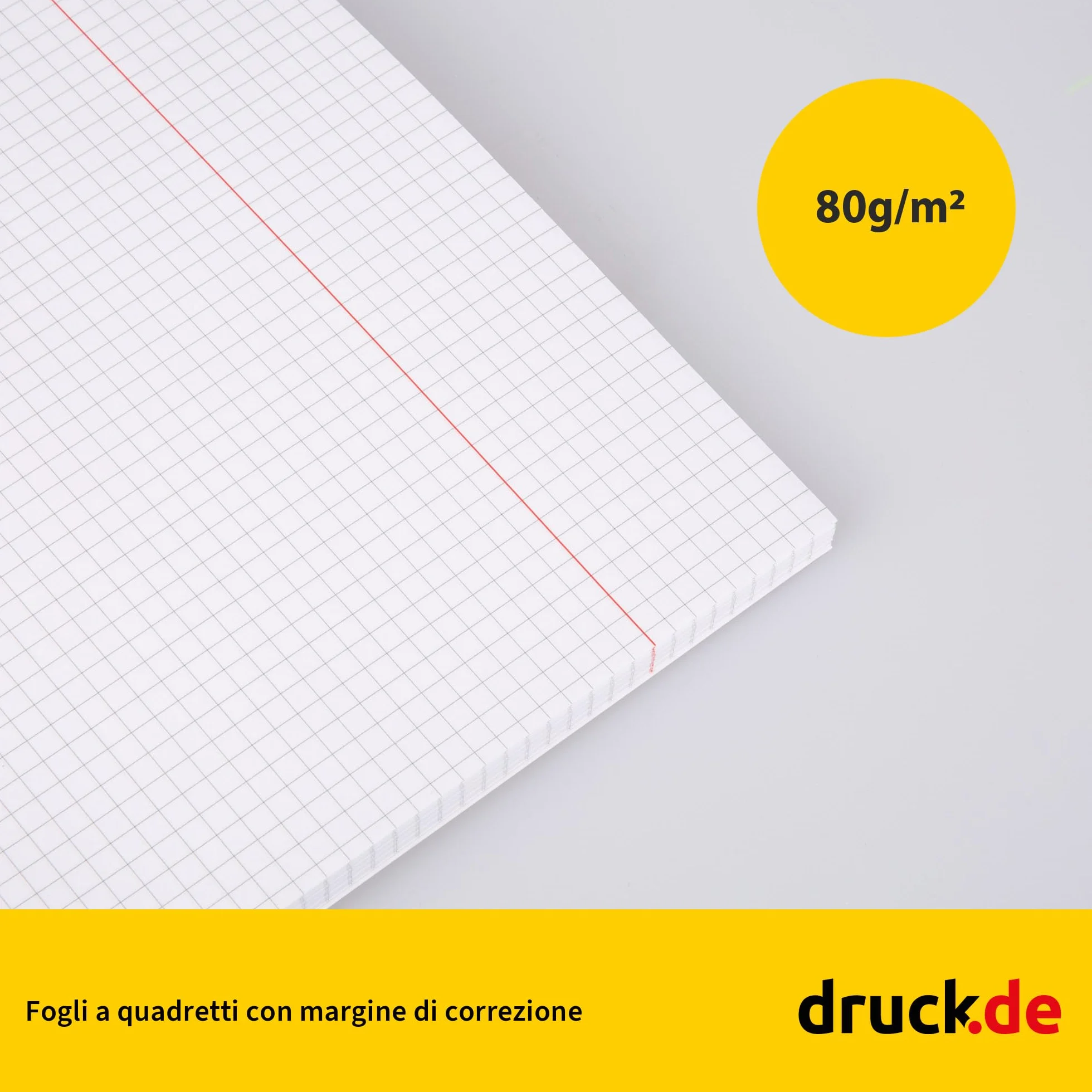 Duo - Blocco universitario misto, 20 pezzi, formato DIN A4, 40/40, a quadretti, 80 g, carta volumizzante, forata e perforata, rilegatura a spirale bianca, con bordo di correzione, blocco note (20