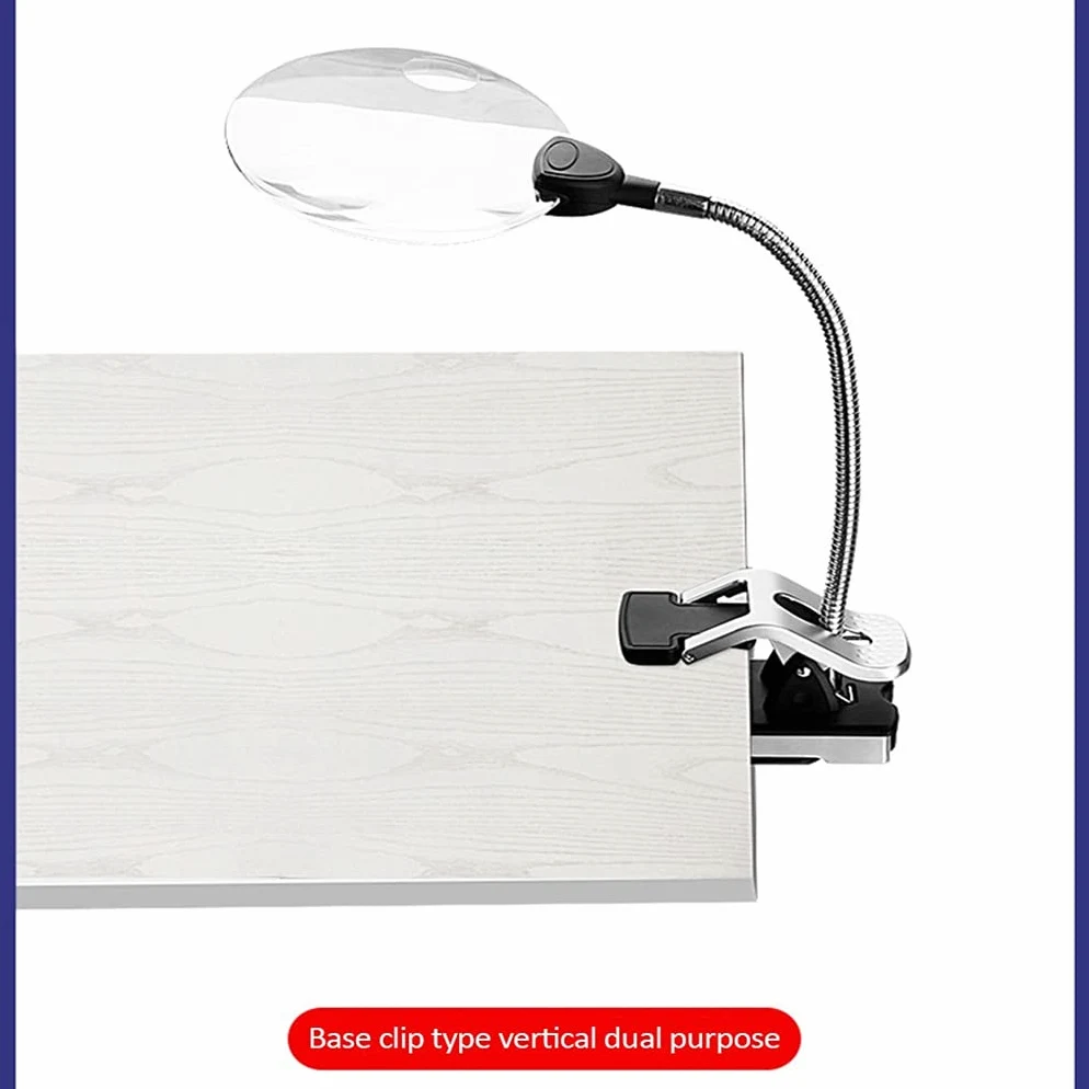 Lente d'Ingrandimento illuminata 5X 10X con Clip da Tavolo, Lampada da Lettura a LED, Lente d'Ingrandimento Grande con Morsetto, Lente d'Ingrandimento riparabile, Il Nuovo Progress