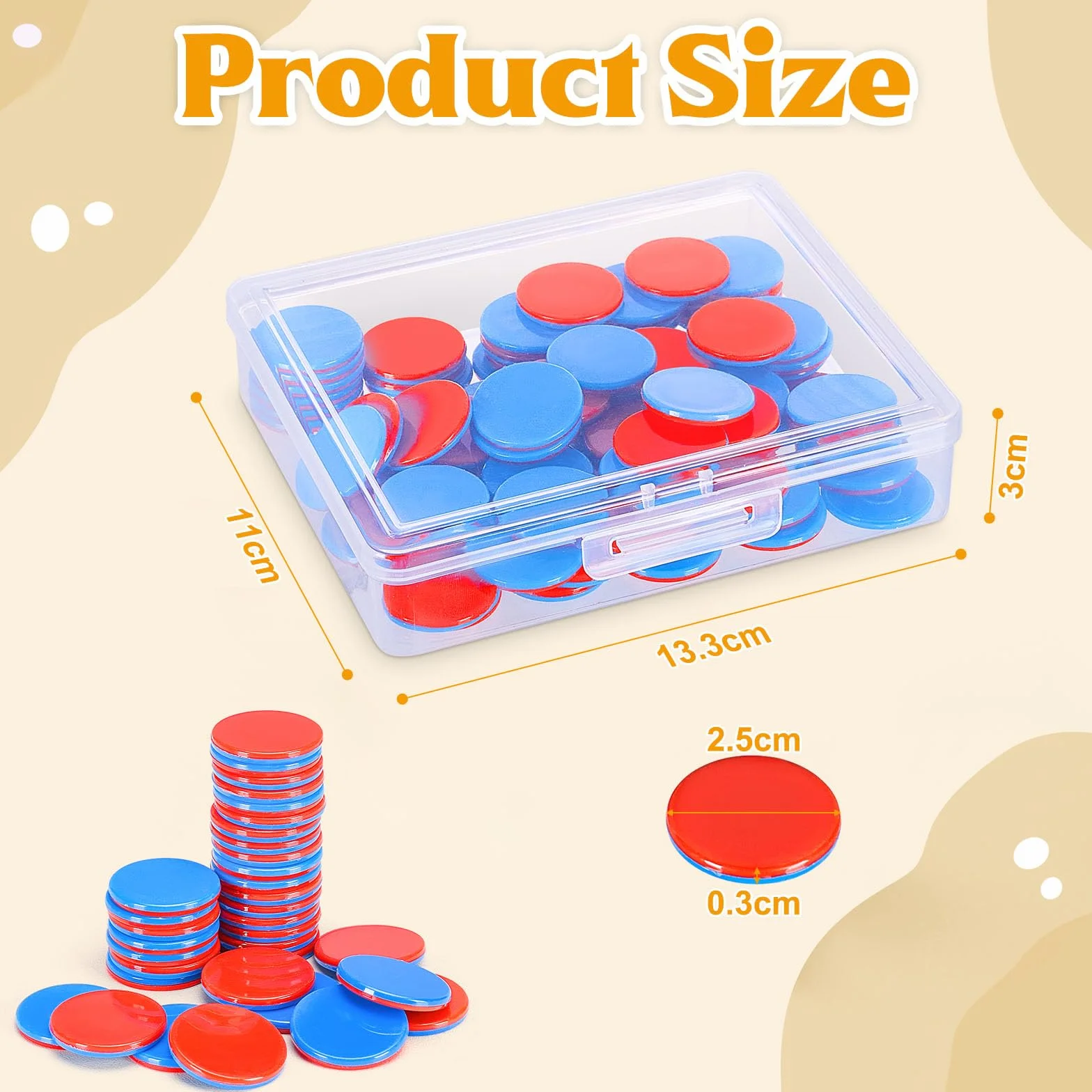 Gettoni reversibili in plastica rossa e blu per scuola primaria, contatore aritmetico con scatola