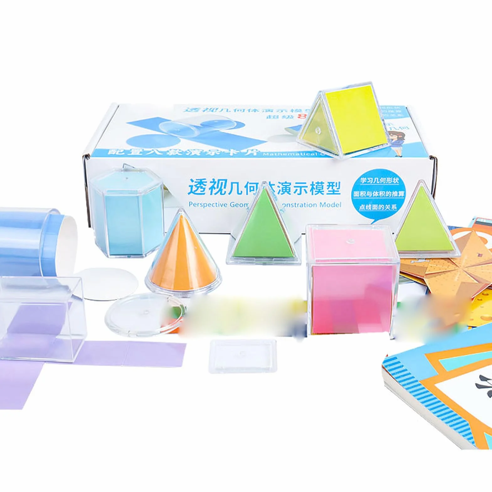 Solidi Geometrici Trasparenti 8 Pezzi Forme 3D Educative con Carta Pieghevole Coperchi Rimovibili