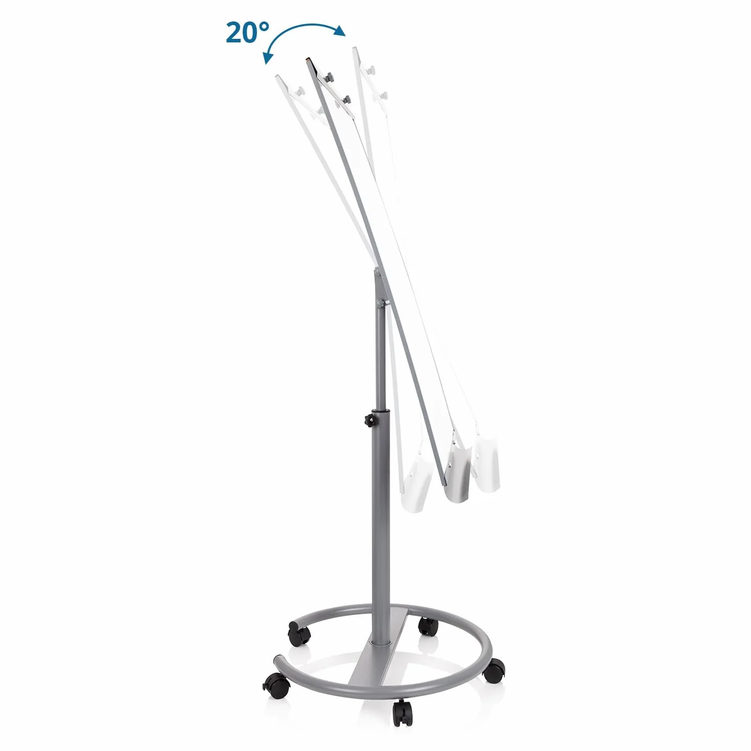 HJH Office 830023 - Lavagna mobile 2 in 1, con supporto, regolabile in altezza e inclinabile, 93,5 x 63 cm, colore: Argento