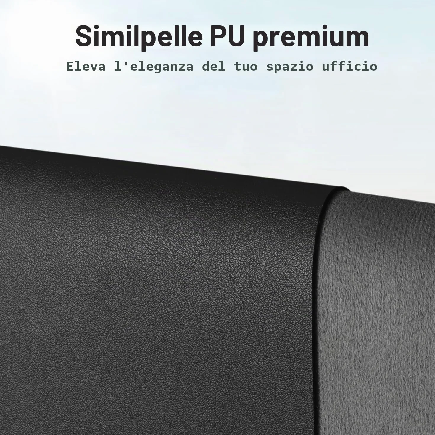 Tappeto da ufficio in pelle PU 80x40 cm nero antiscivolo impermeabile per scrivania