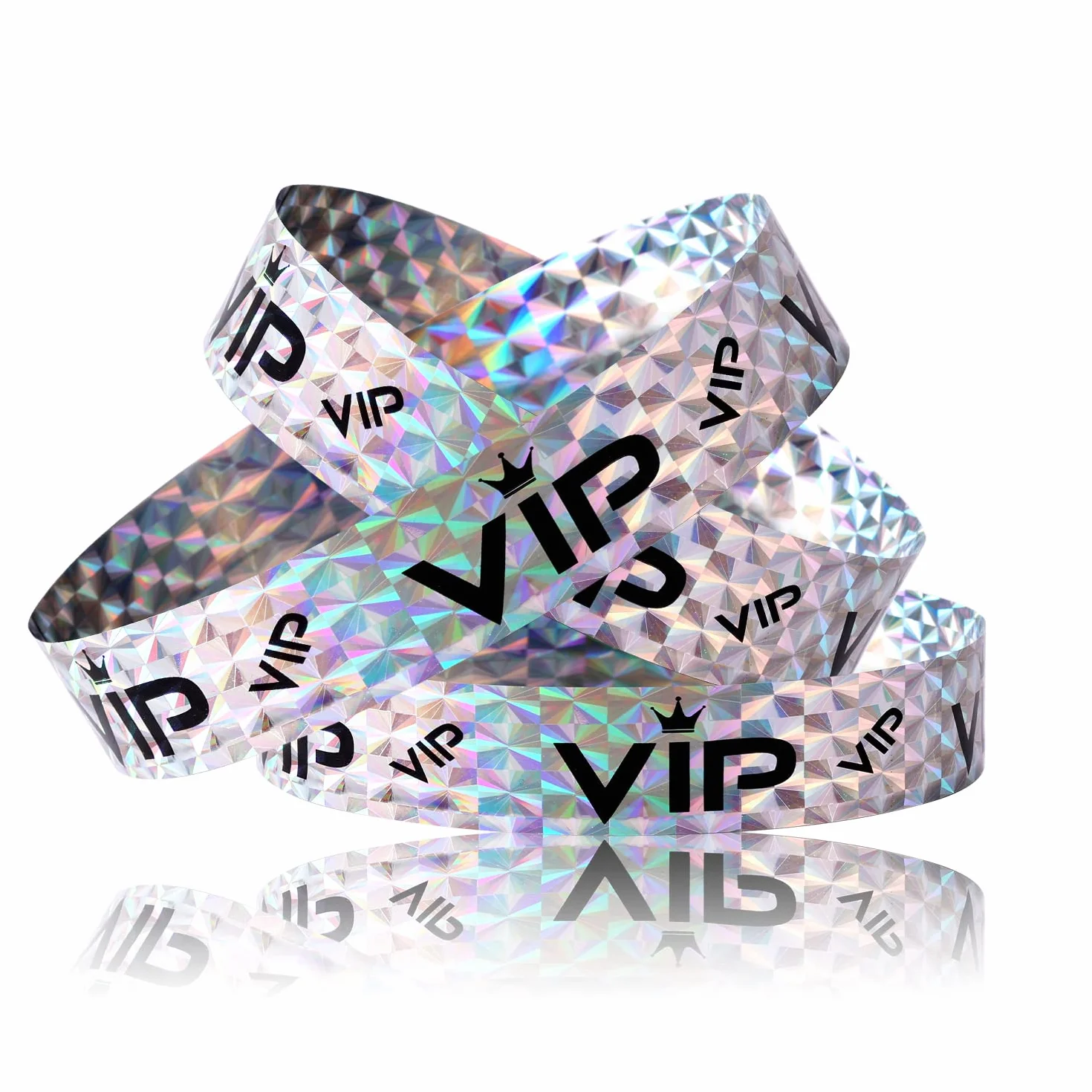 Braccialetti VIP Carta per Feste Eventi Ingresso Party Music Festival Concerti Argento Olografico 500 pezzi
