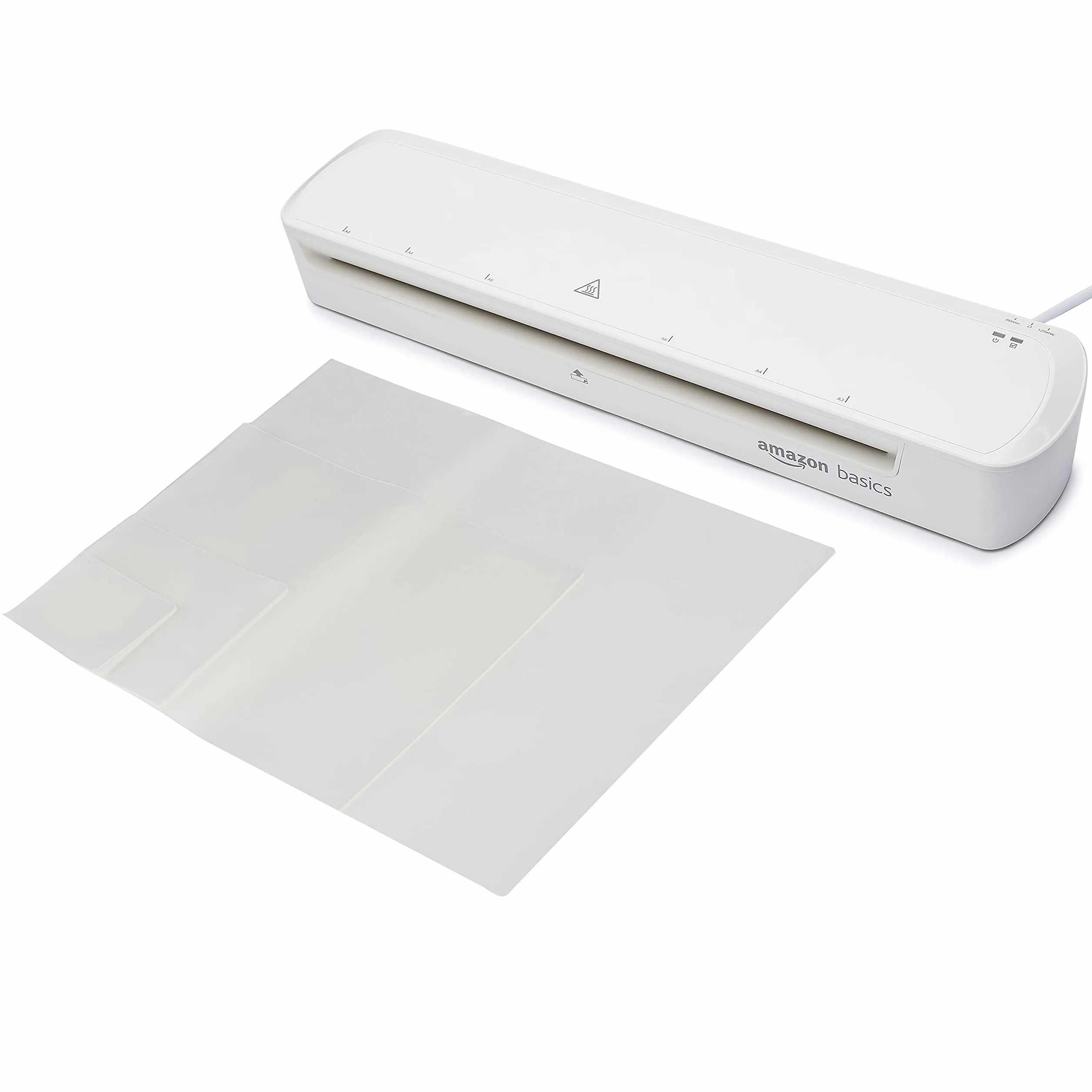 Amazon Basics Laminatore termico, formato A3, include due buste per laminatura, Bianco, Tinta unita
