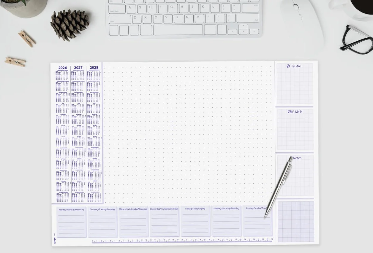 SIGEL H6355 Sottomano di carta planner settimanale lilla A2 2026/2027/2028 DE/EN/NL 30 foglie FSC