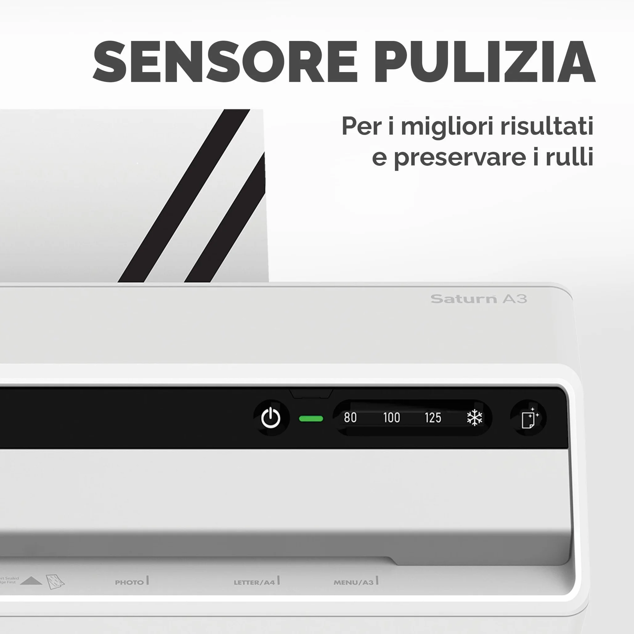 Fellowes Saturn A3 Plastificatrice per piccoli uffici – InstaHeat, pronta in 60 secondi, anti-inceppamento, spegnimento automatico – per pouches 80/100/125 micron – include 10 pouches – casa e ufficio