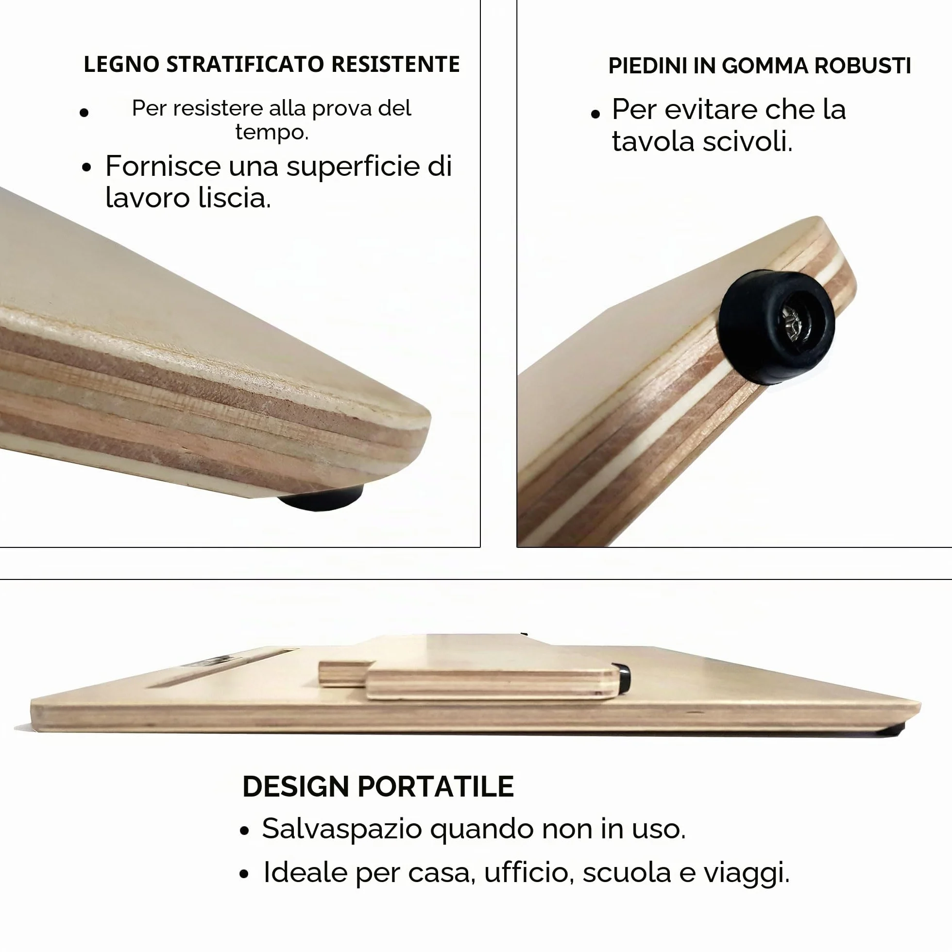 ZIELER® Ergonomiczna podkładka do pisania A3 z GRIP MAT, drewniana lakierowana, kąt 20°