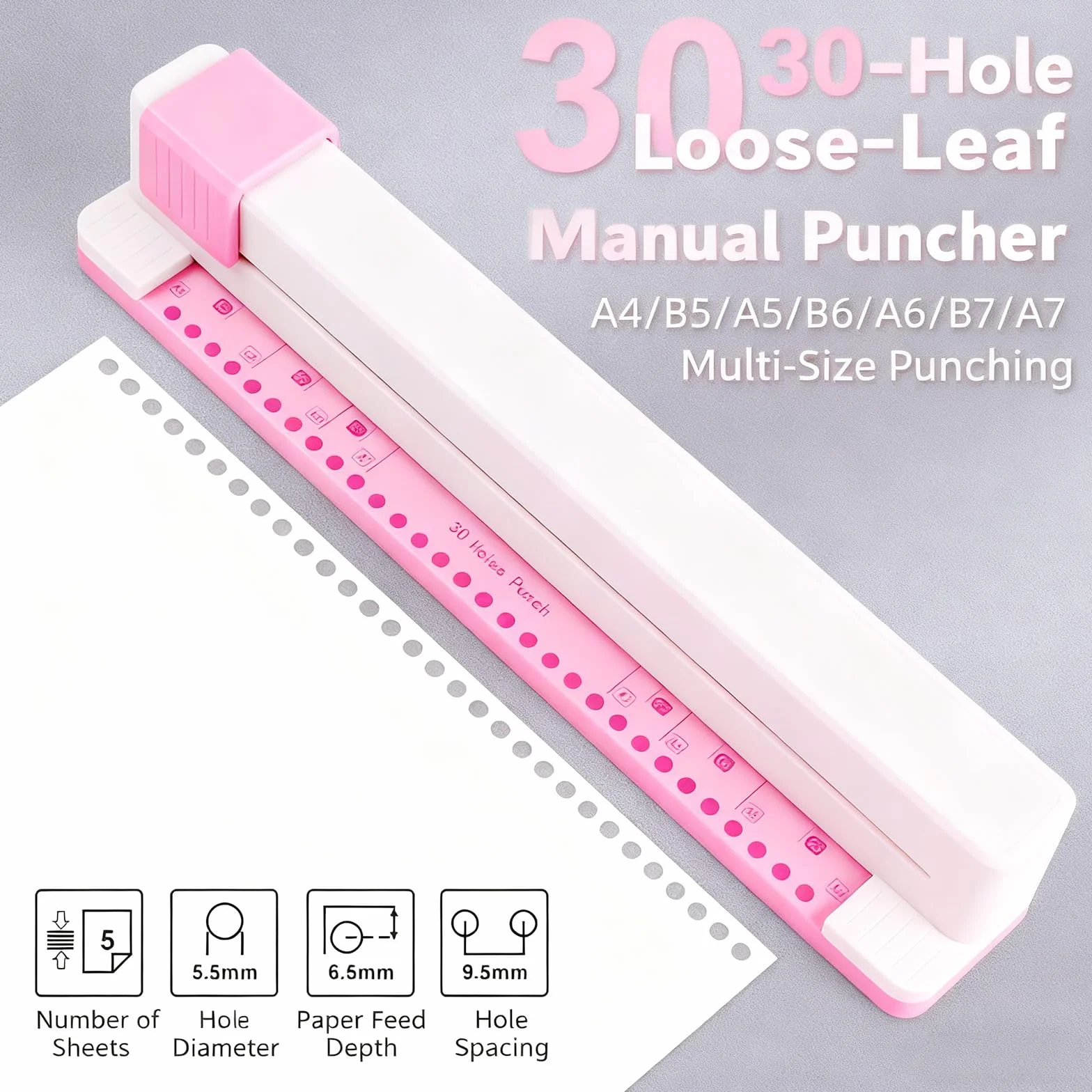 30 fori di carta perforatrice portatile portatile per fori sfoglia carte per artigianato scrapbooking cancelleria strumento manuale