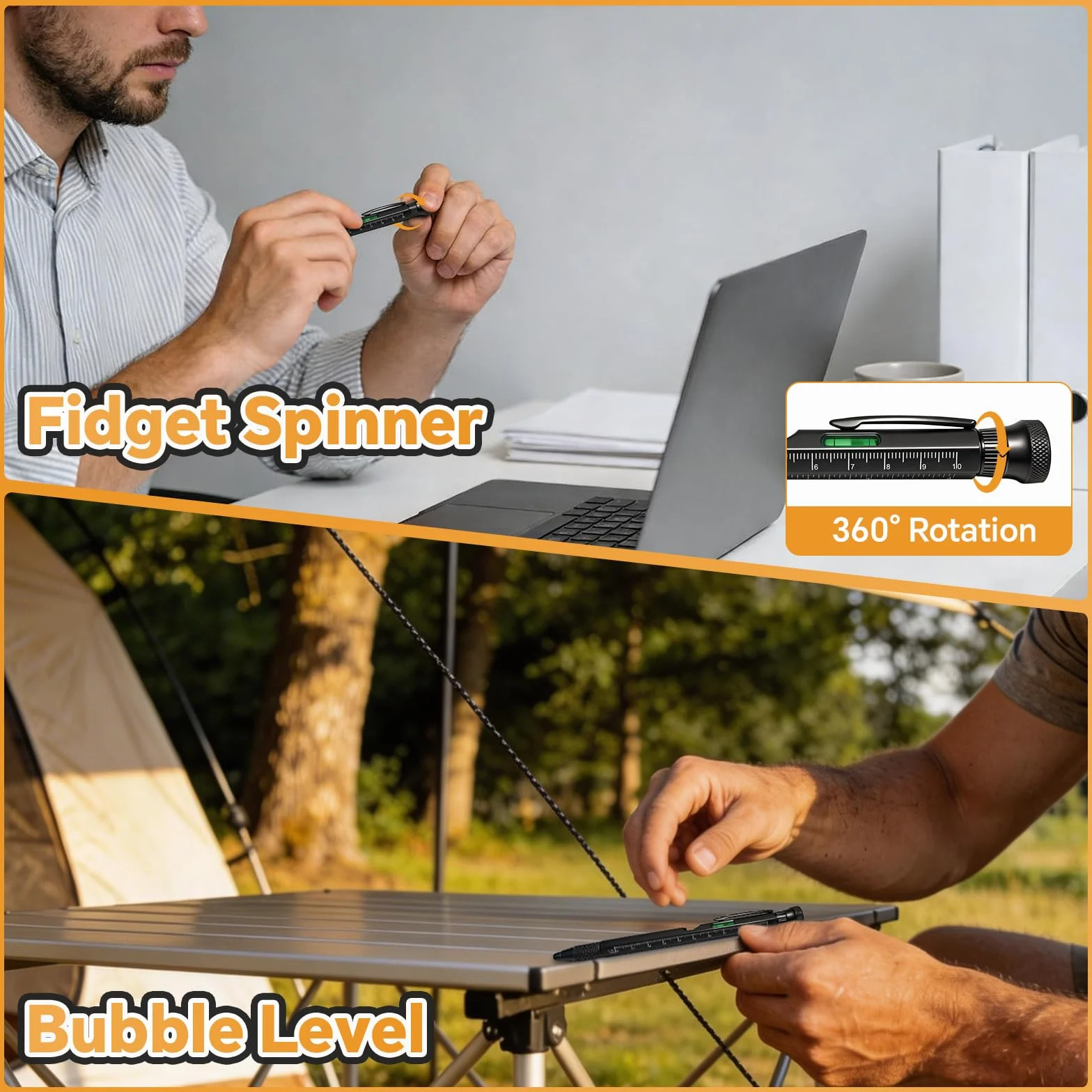 Penna Multifunzione 12 in 1 Gadget Uomo, Strumento Fidget Antistress